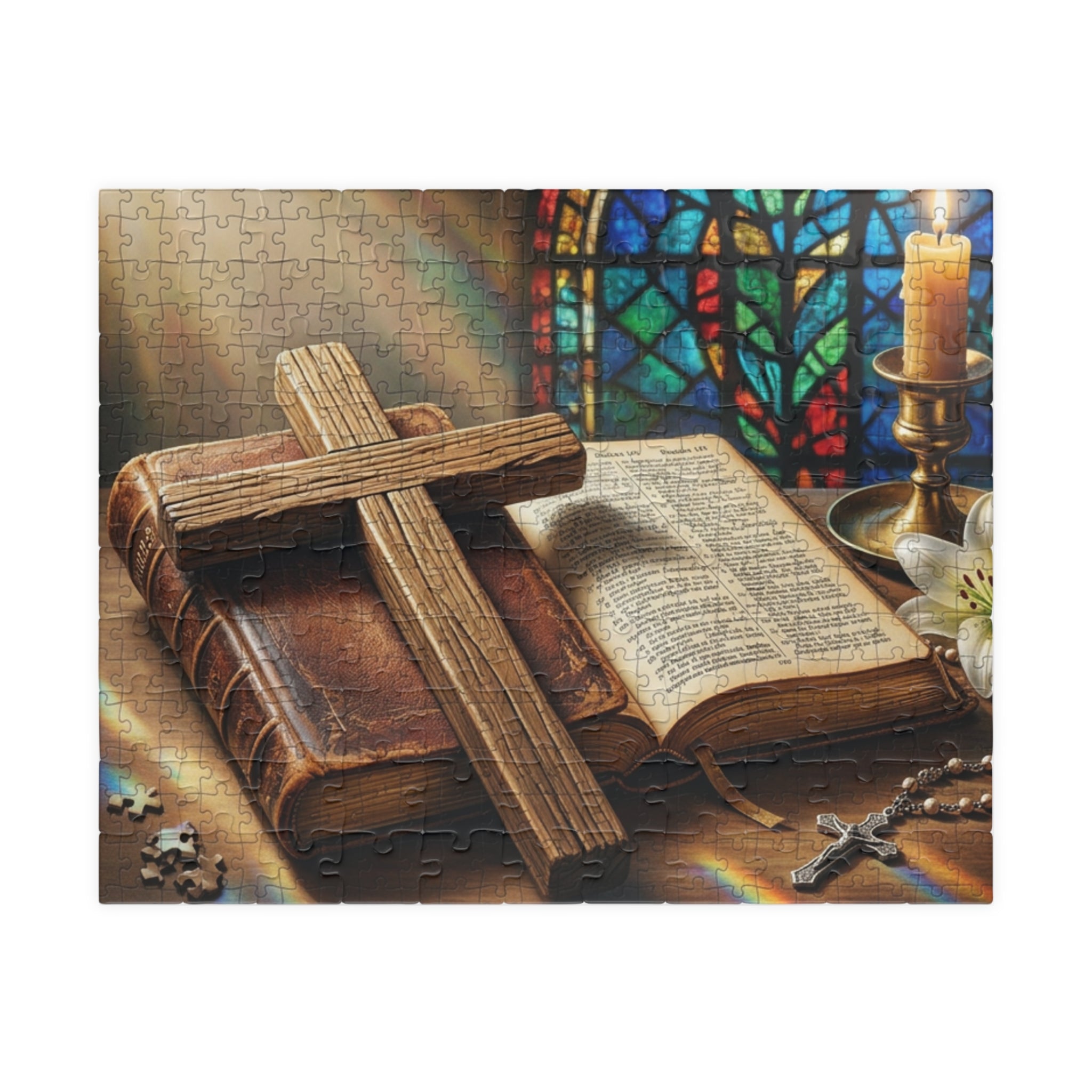 Christian Cross and bible Inspirational Puzzle - Motivational Jigsaw