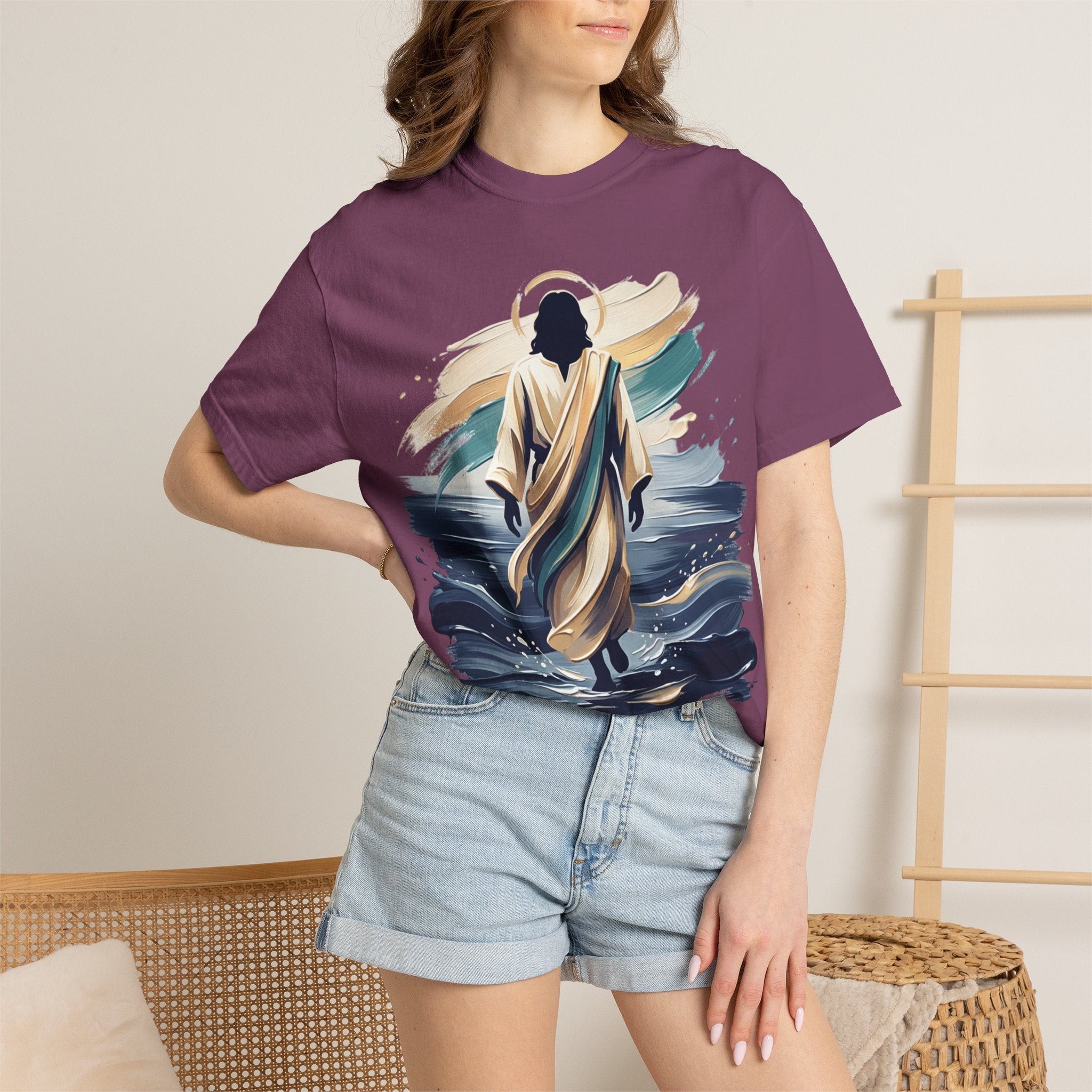 Jesus Walking on Water T-Shirt — Inspirational Christian Faith Tee