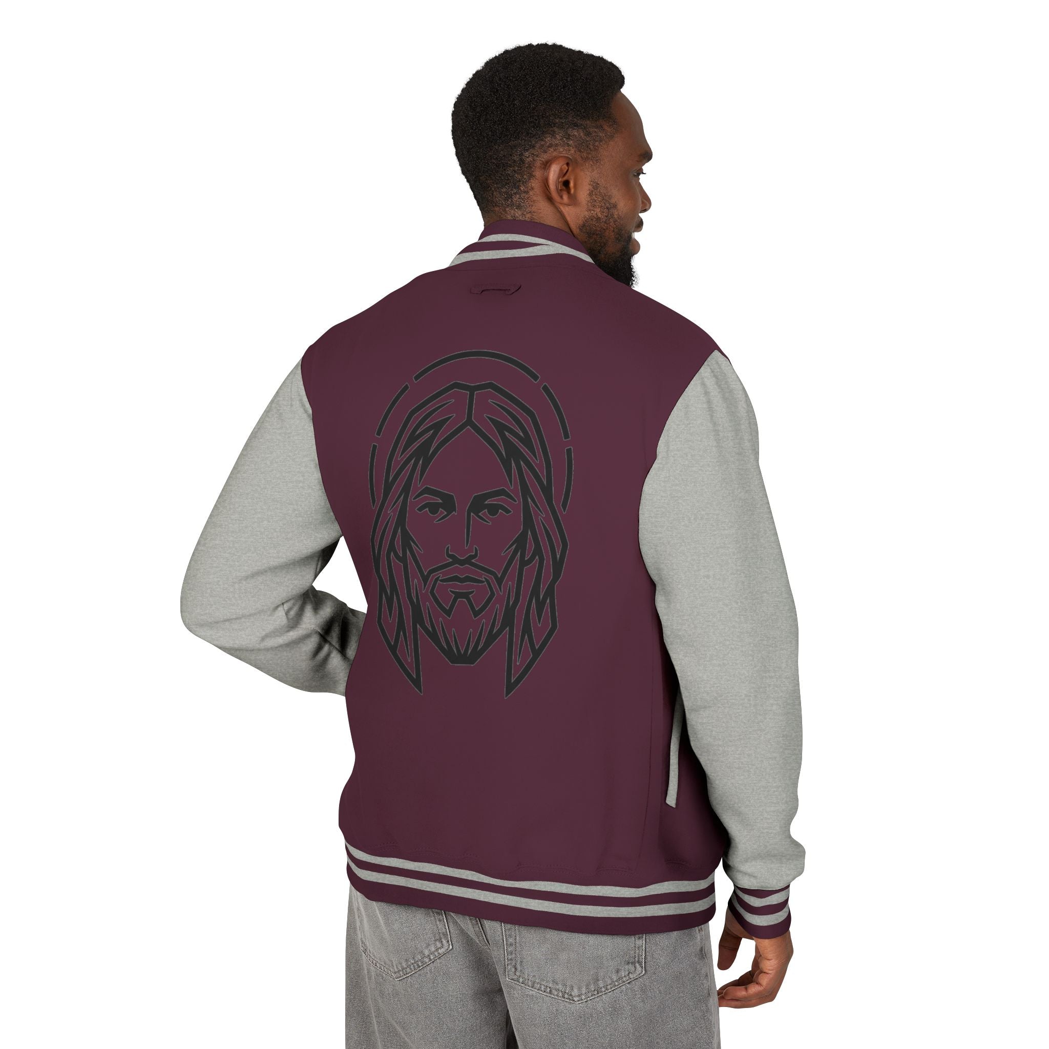 Christ Emblem Letterman Jacket | Red White Varsity