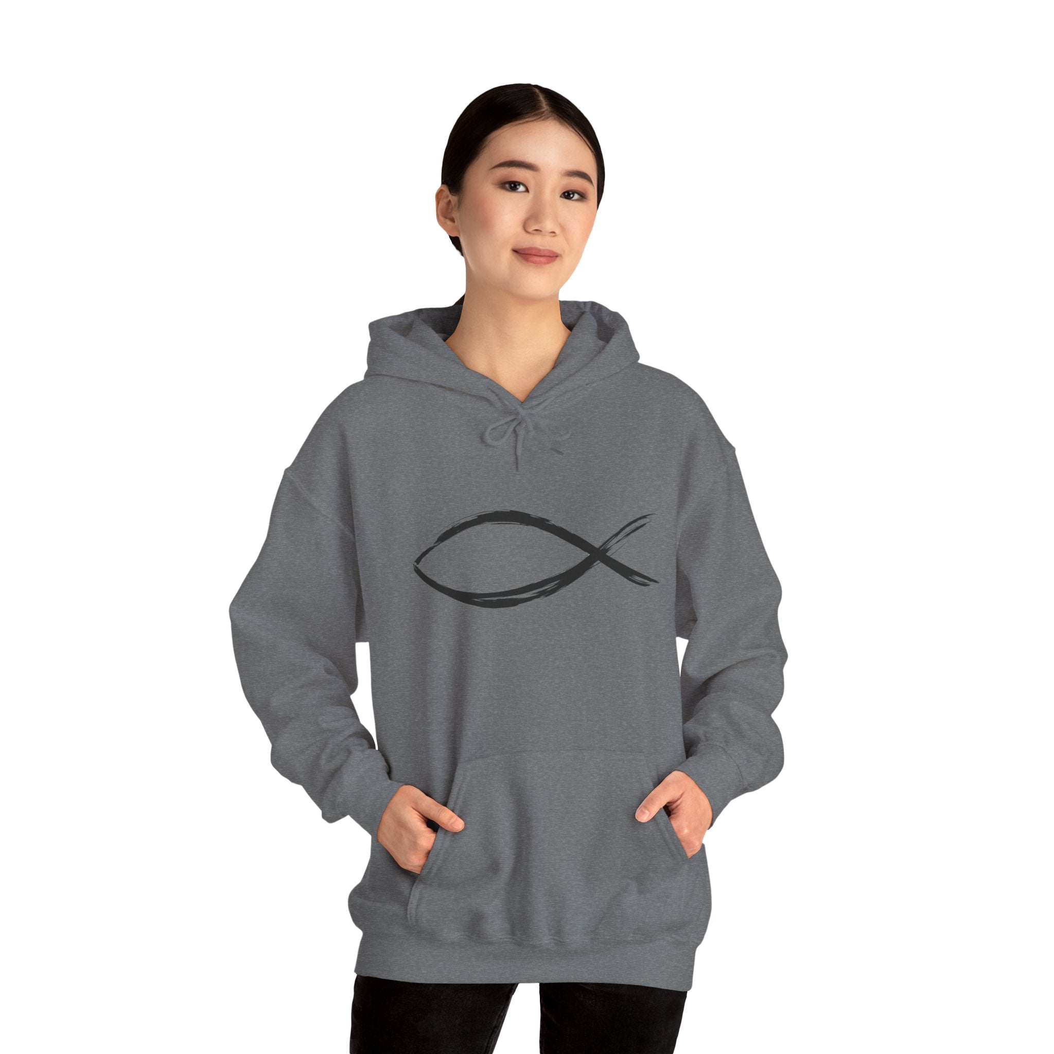 Christian Fish Symbal Heavy Blend™ Hooded Sweatshirt