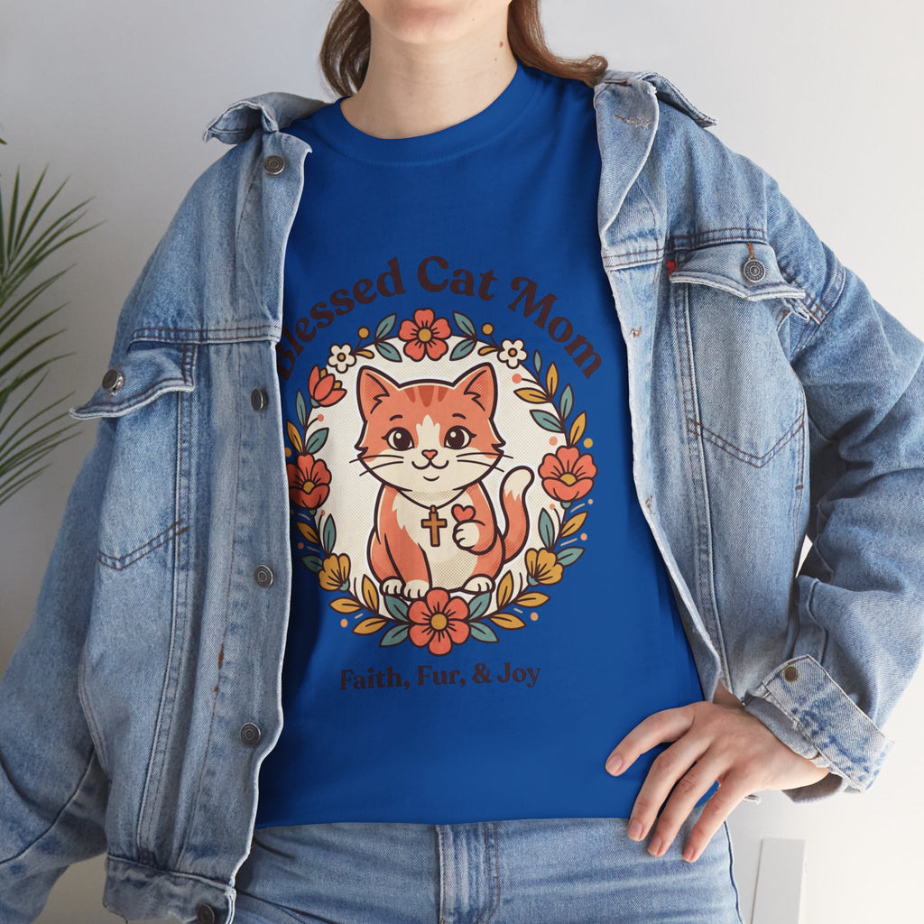 Blessed Cat Mom T-Shirt – Faith, Fur & Joy Floral Cat Mom Tee