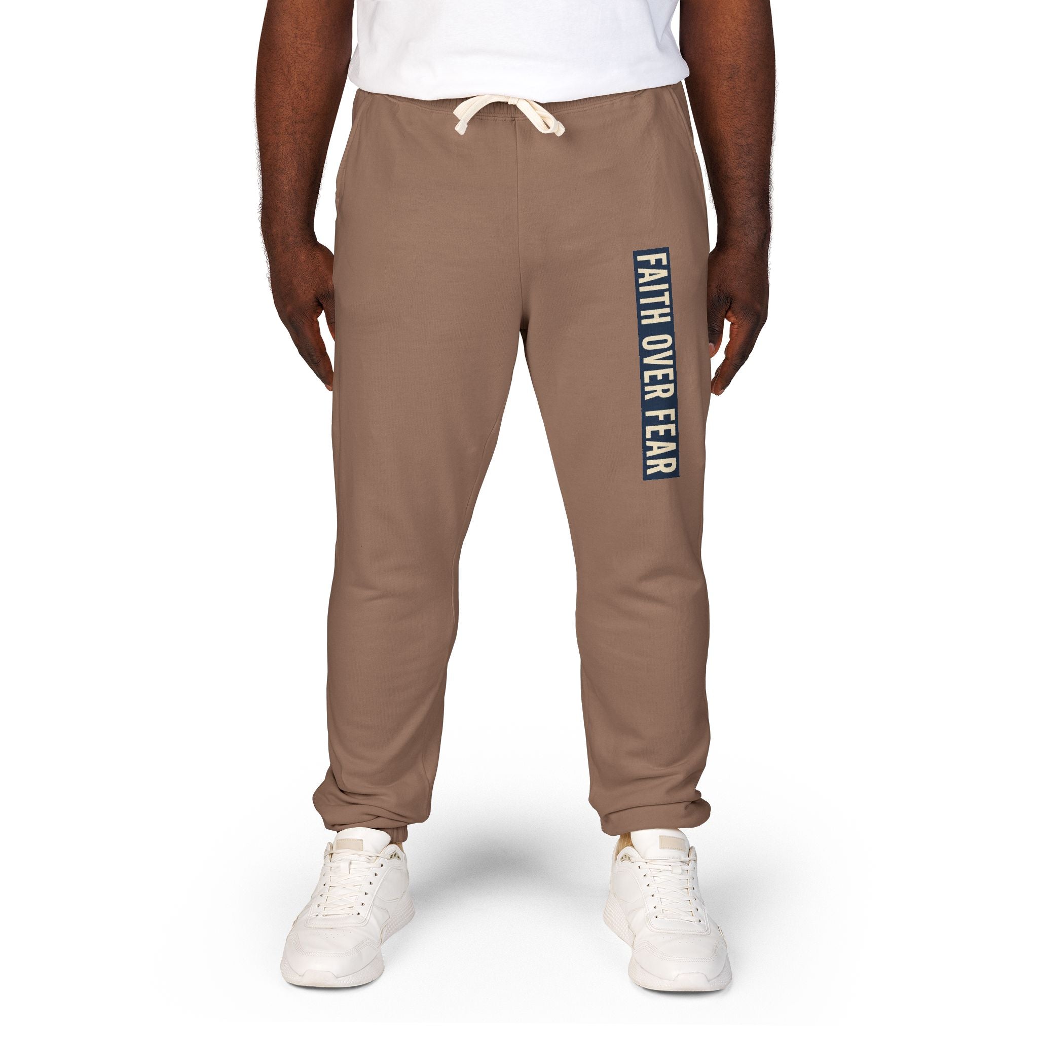 Distressed Faith over Fear Sweatpants | Garment-Dyed Fleece Joggers