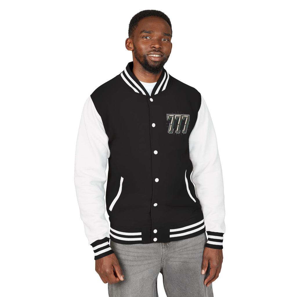 777 Emblem Letterman Jacket | Red White Varsity