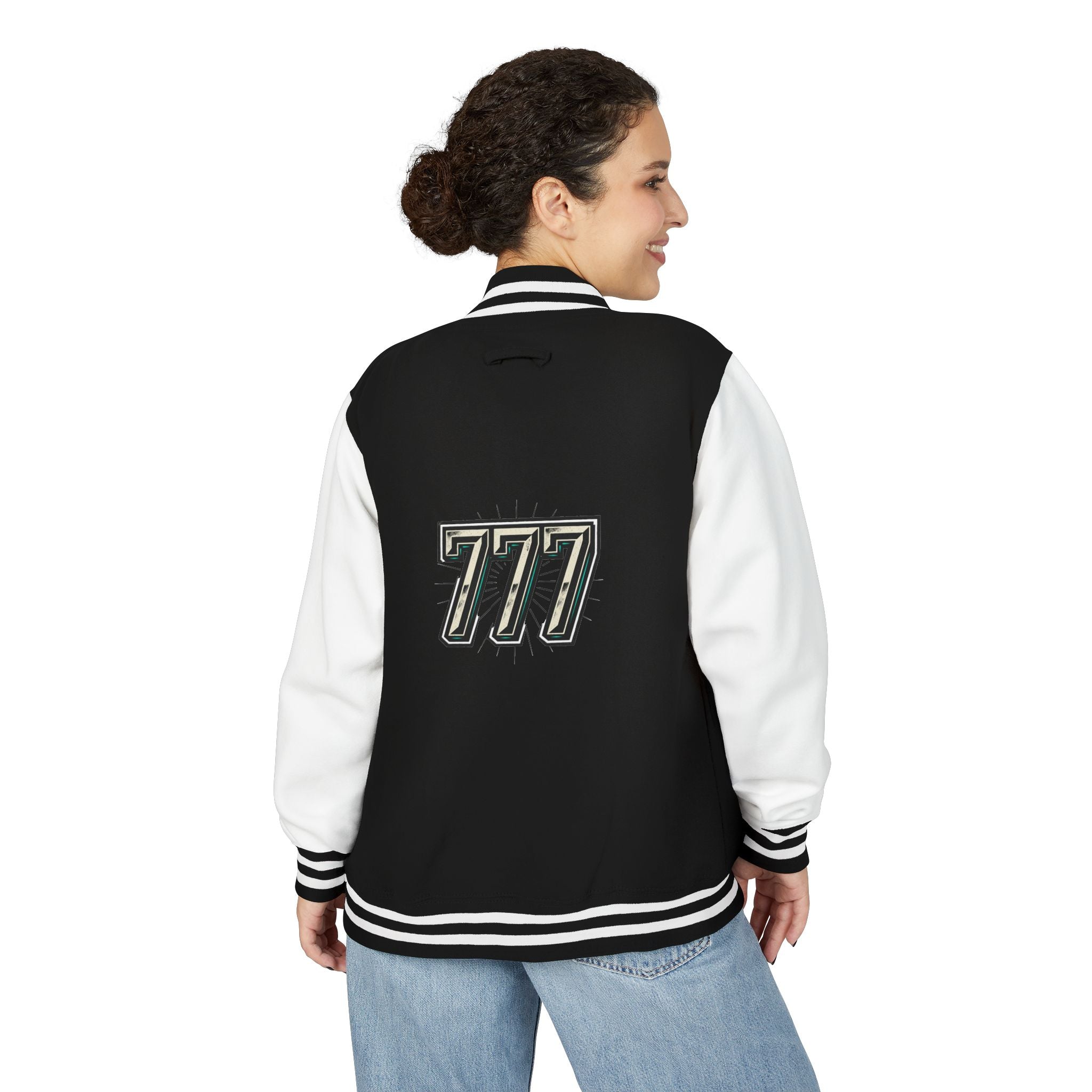 777 Emblem Letterman Jacket | Red White Varsity