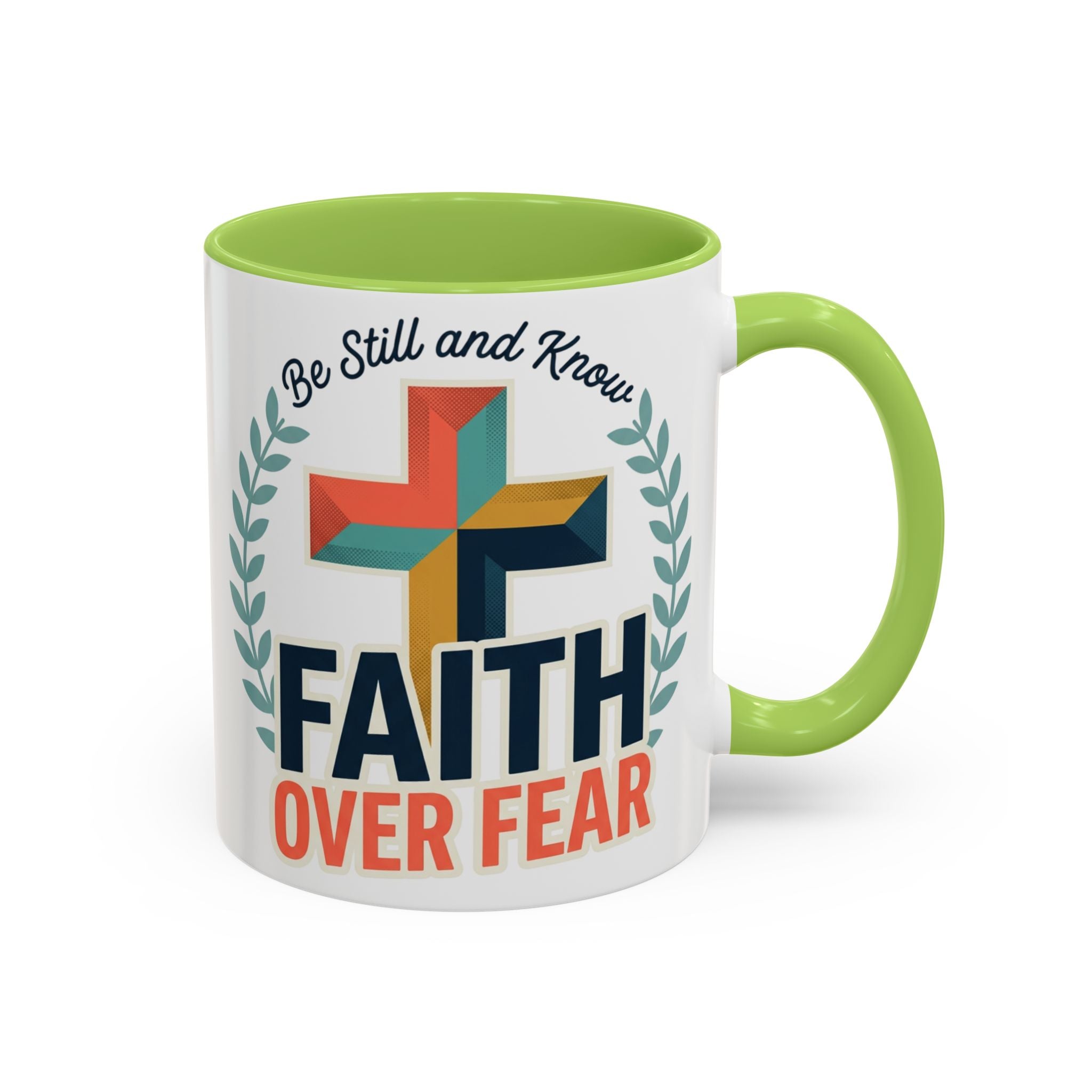 Faith Over Fear Accent Coffee Mug – Christian Inspirational 11/15oz