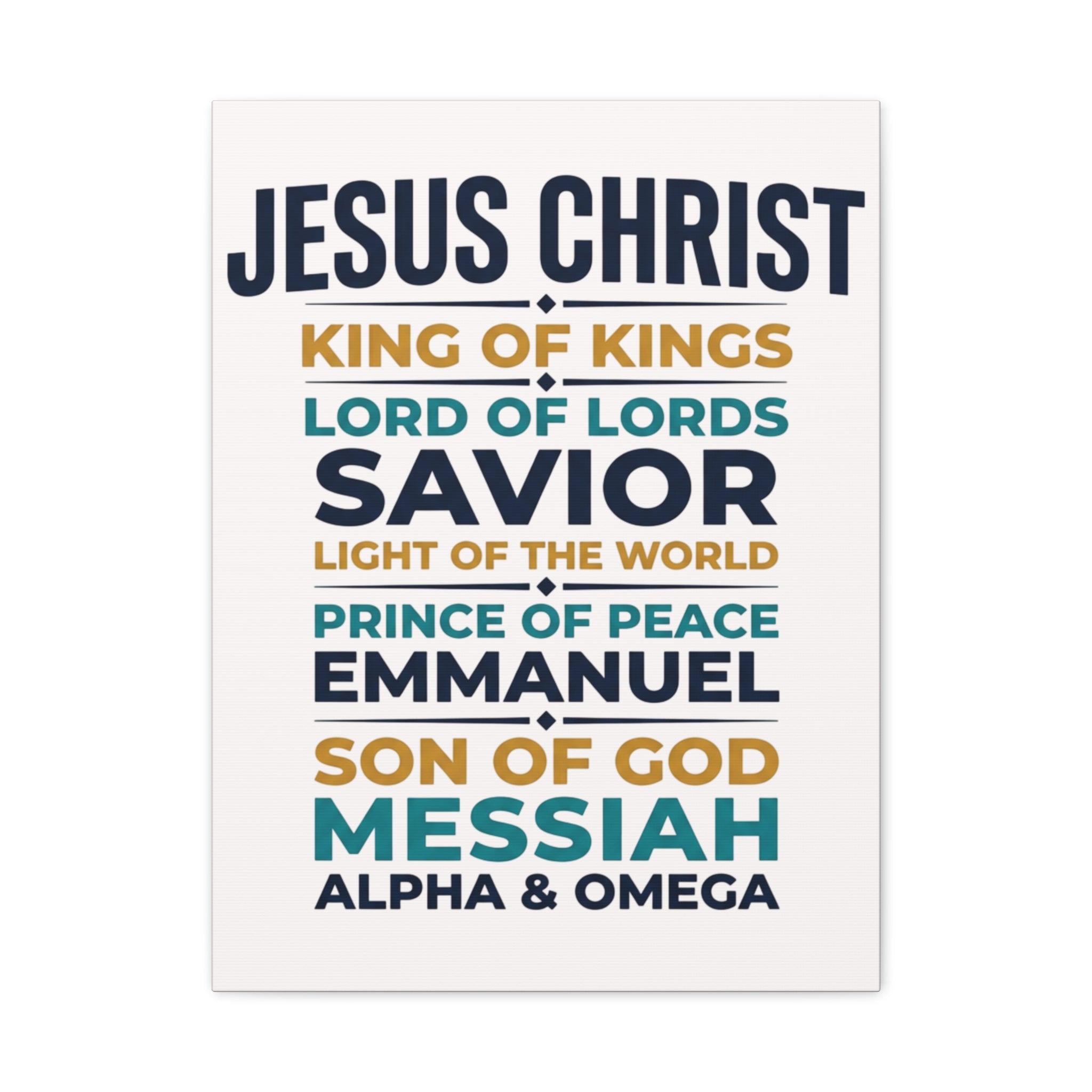 Jesus Christ Typography Wall Art Canvas | Matte Stretched Canvas