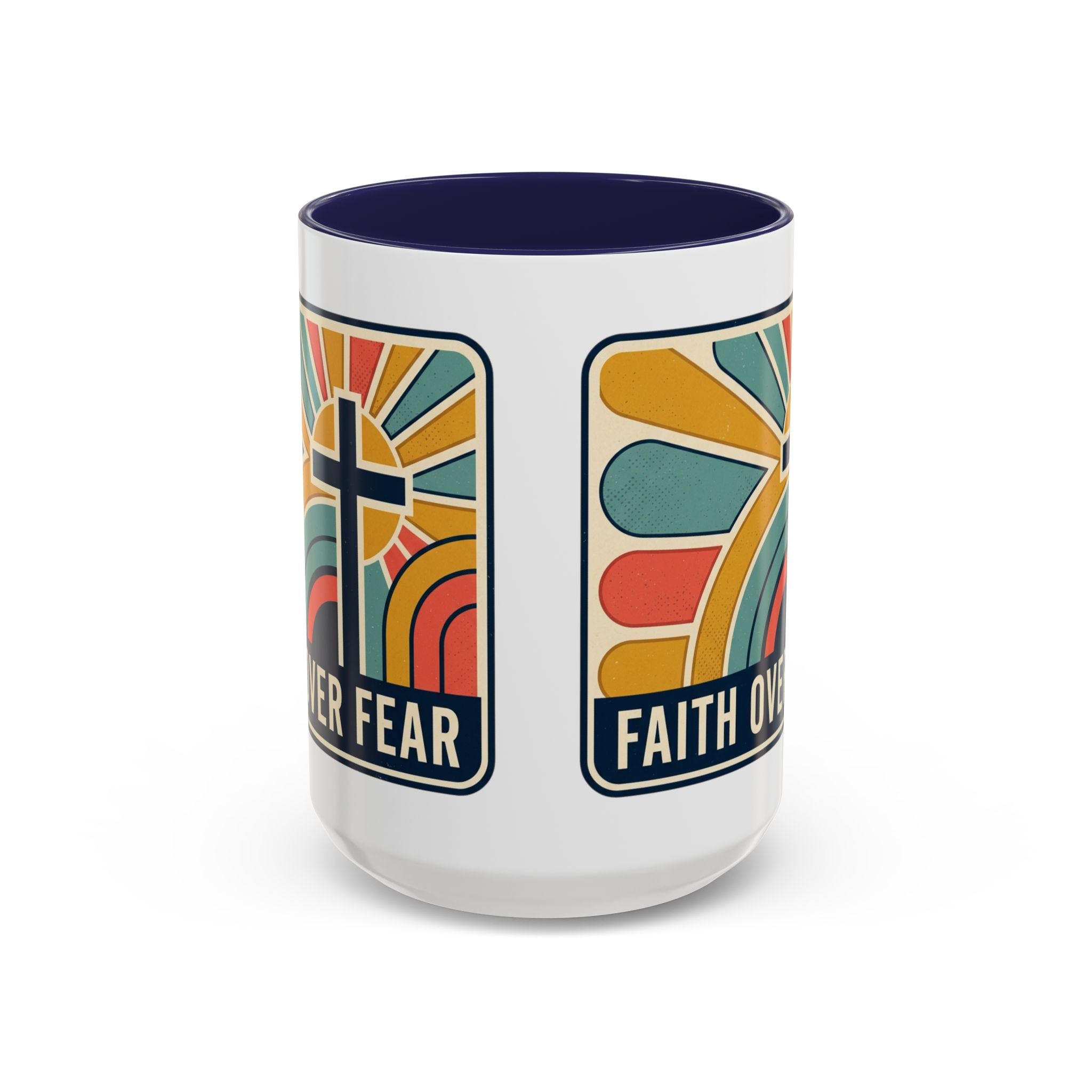 Faith over fear Retro Script Mug | Accent Coffee Mug