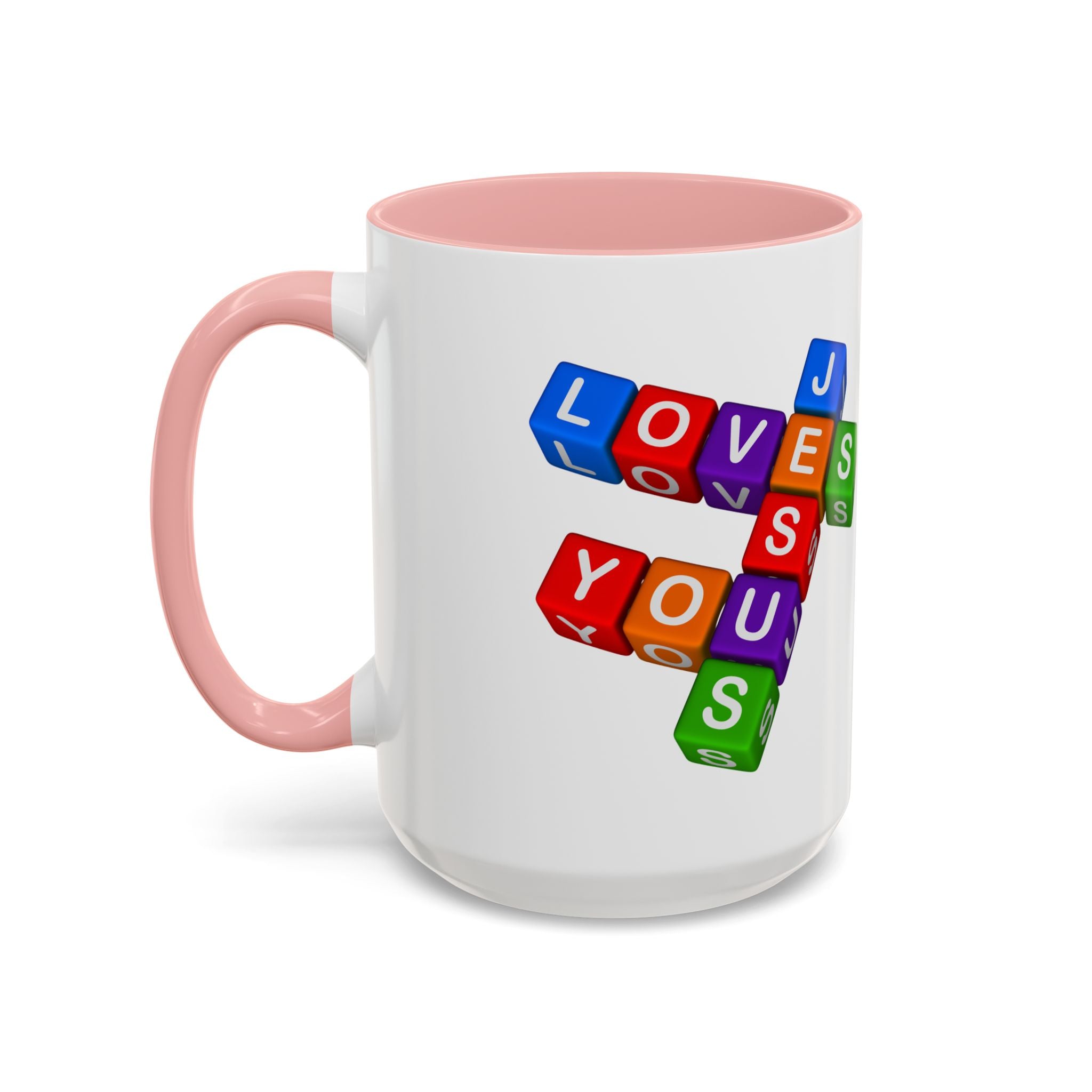 Colorful Letter Blocks 'Jesus Loves You' Mug | Accent Coffee Mug
