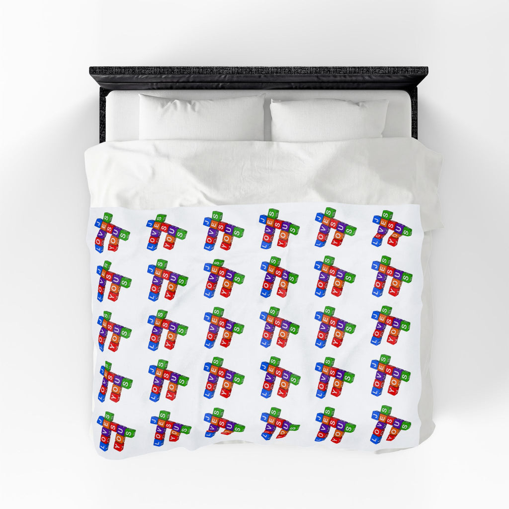 Jesus Loves You Velveteen Blanket | Monochrome Religious Throw
