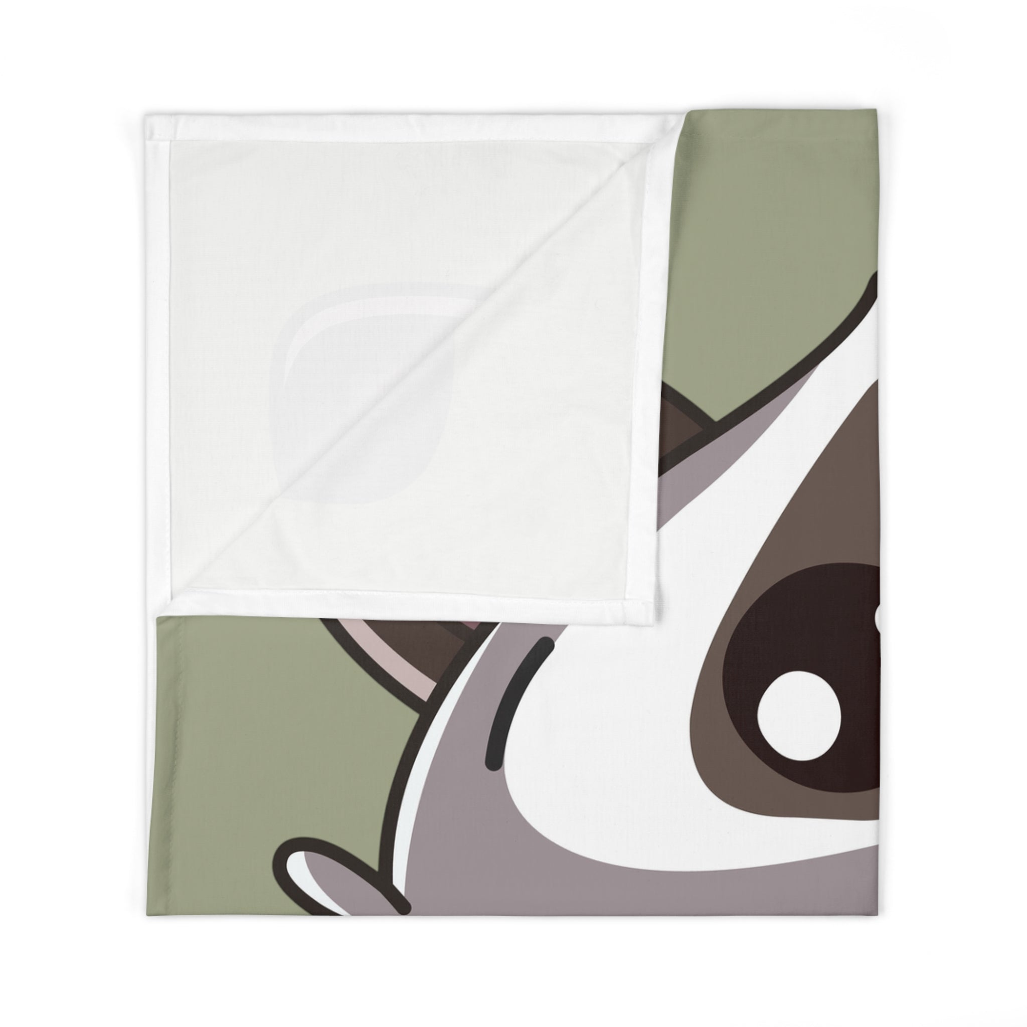 Cute Raccoon Jesus Loves Me Baby Swaddle Blanket | Religious Nursery Olive