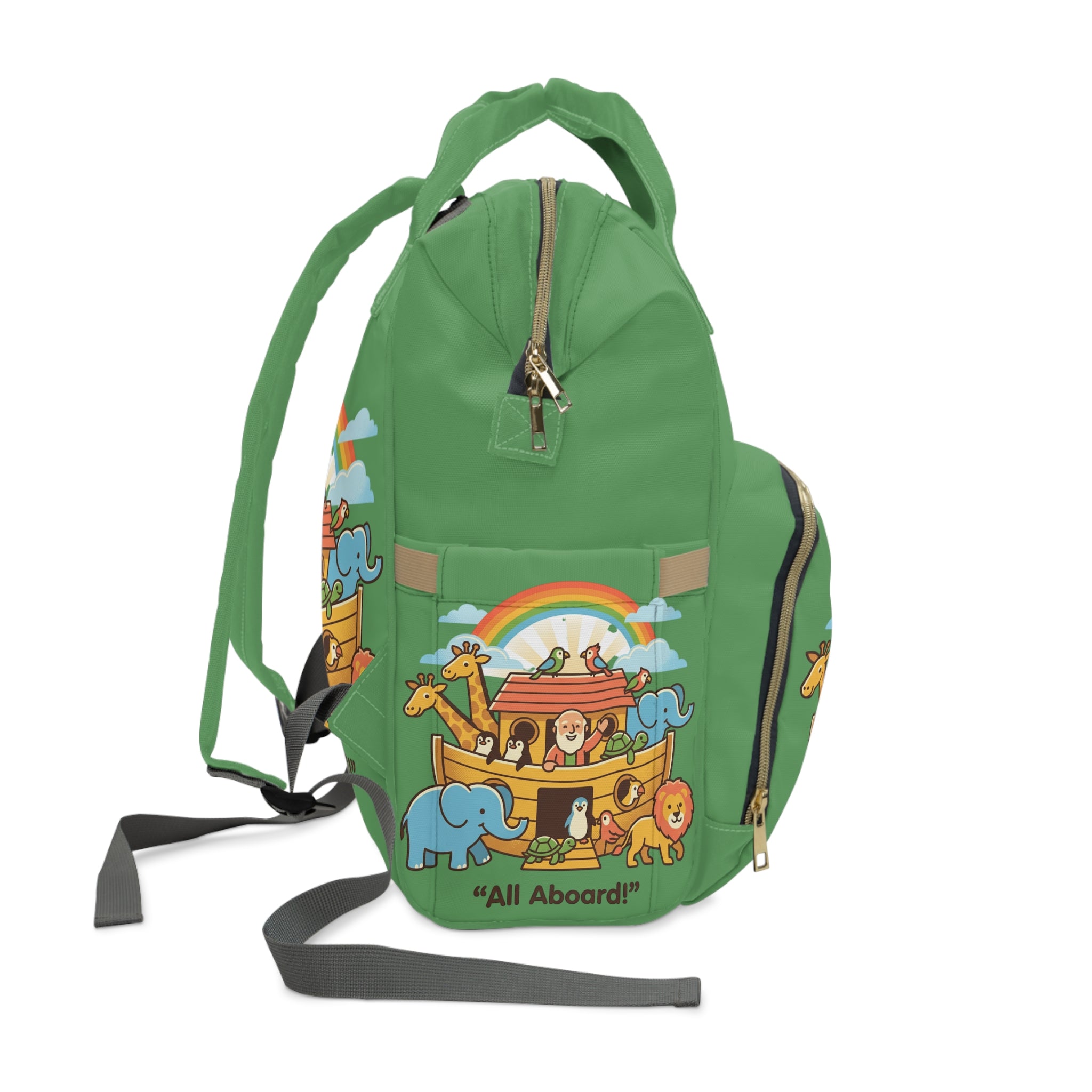 Noah's Ark Animals diaper backpack | green rainbow kid's backpack