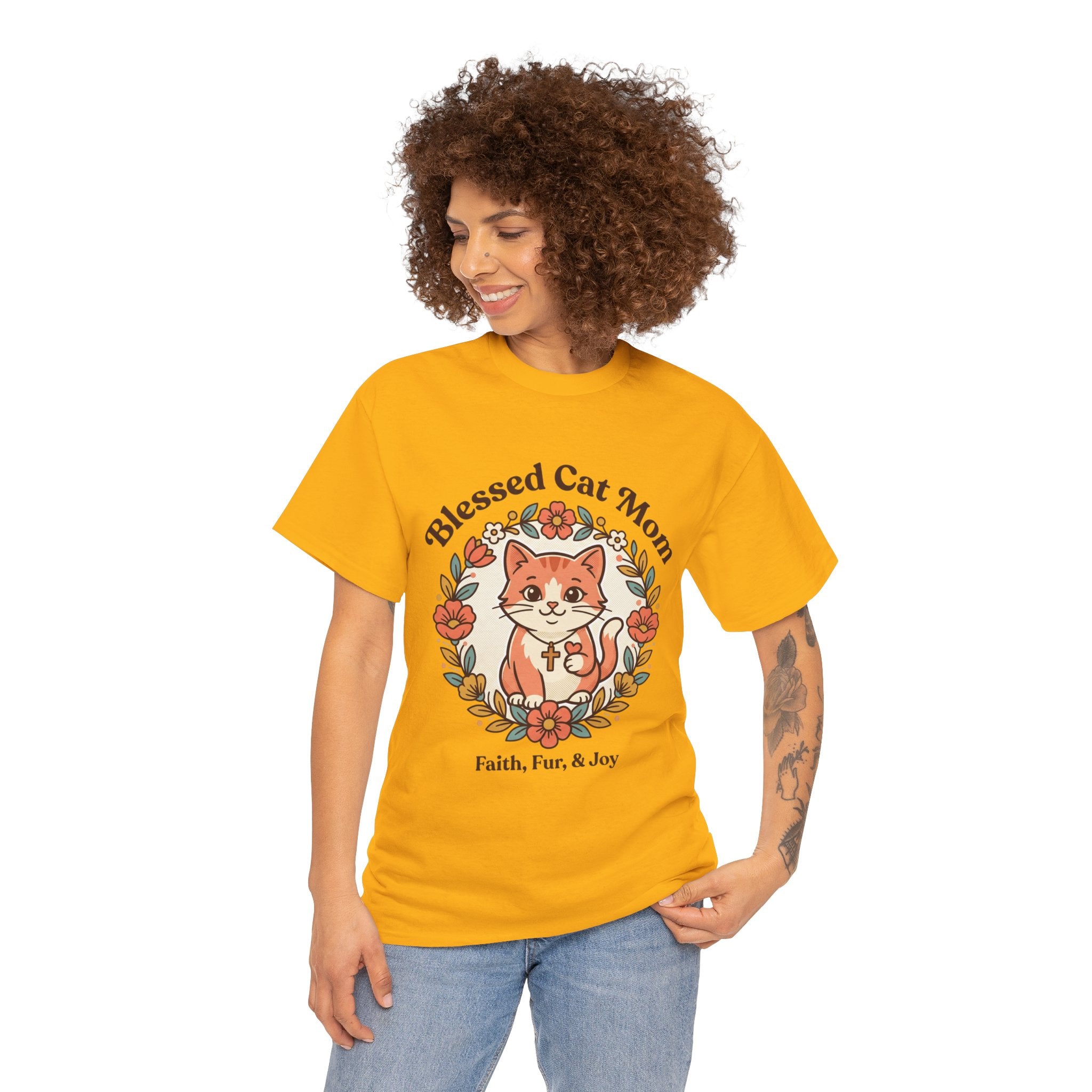 Blessed Cat Mom T-Shirt – Faith, Fur & Joy Floral Cat Mom Tee