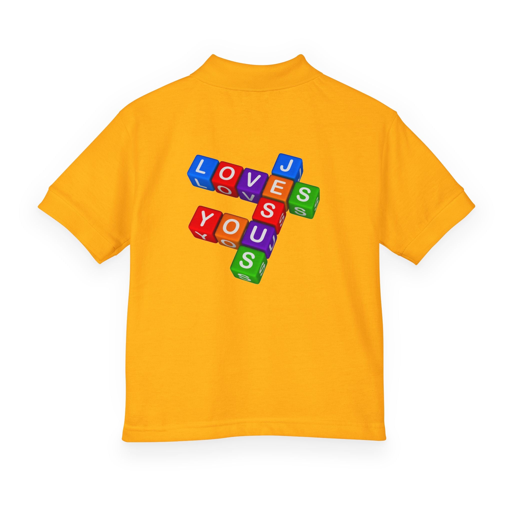 Jesus Loves You cross block design Youth Polo