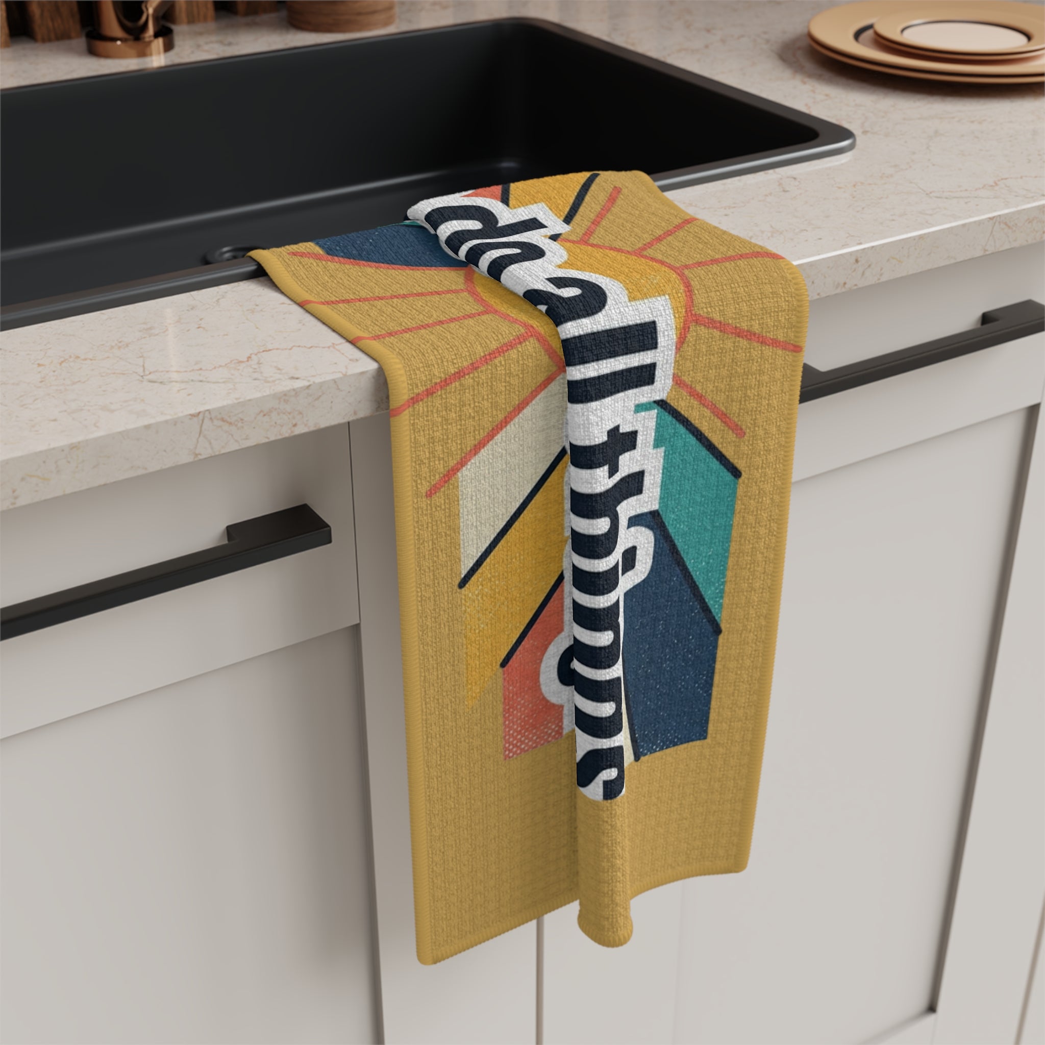 Tea Towel — "I can do all things" Kitchen Towel mustard