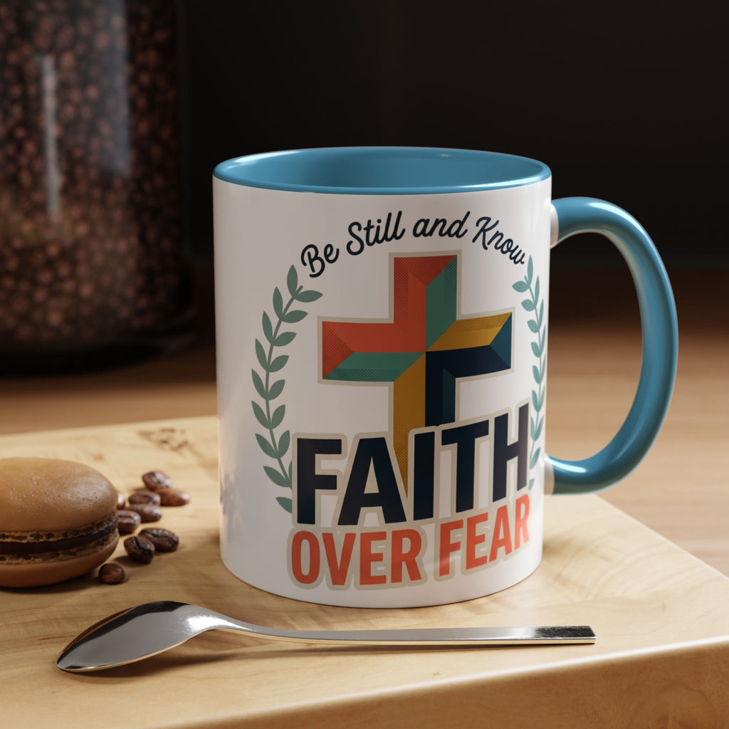 Faith Over Fear Accent Coffee Mug – Christian Inspirational 11/15oz