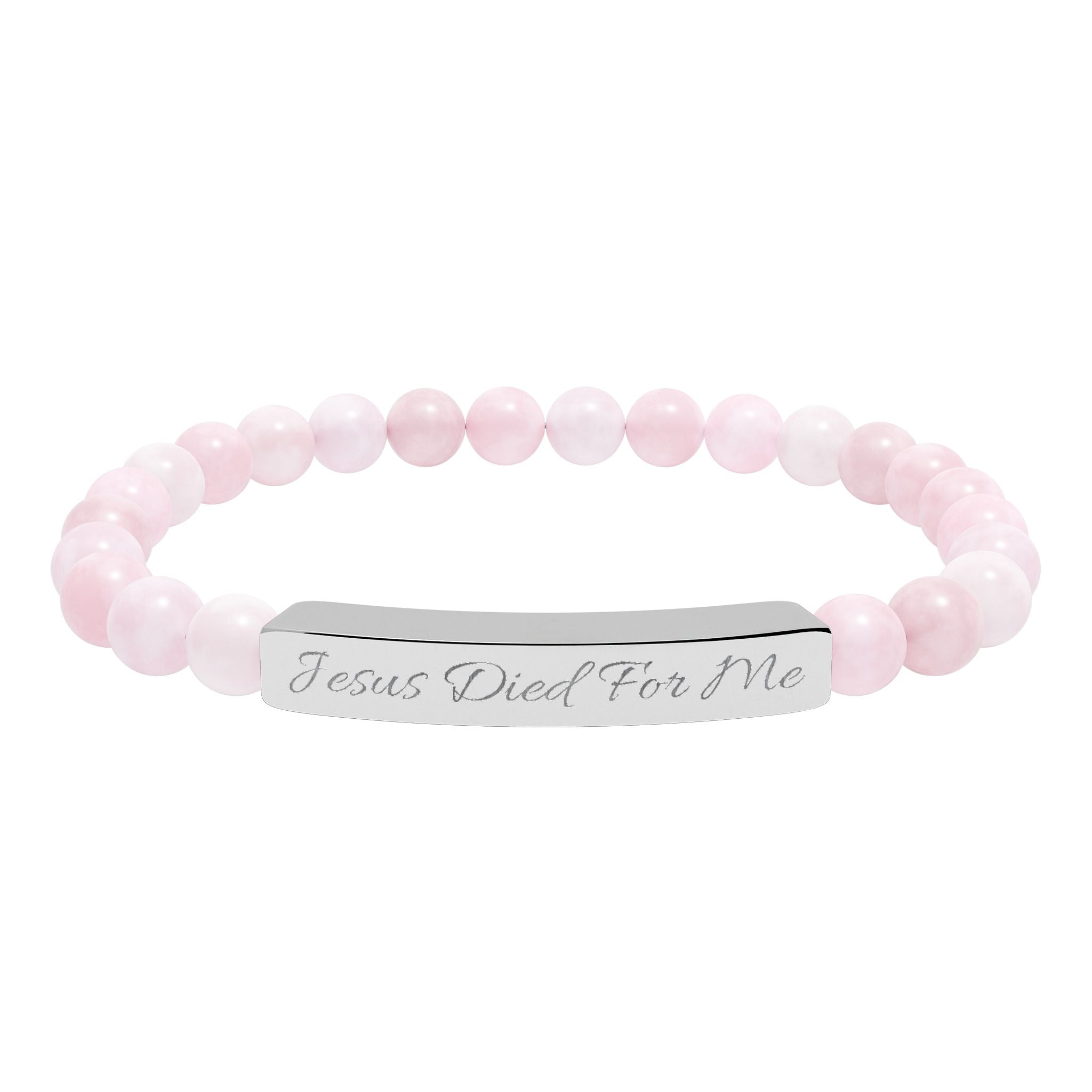 Engraved Bar Natural Stone Bracelet | Stretch Beaded Bracelet