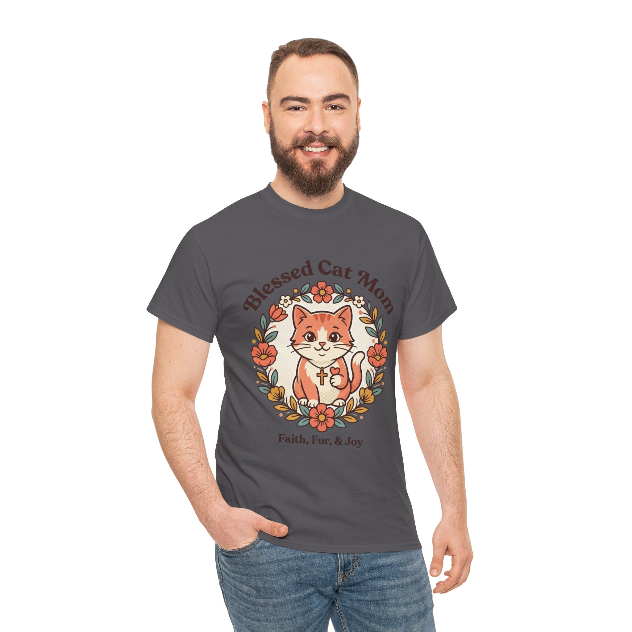 Blessed Cat Mom T-Shirt – Faith, Fur & Joy Floral Cat Mom Tee