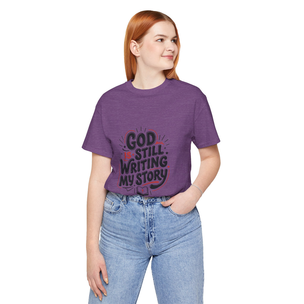 God Is Still Writing My Story T-Shirt | Christian encouragement, pastel groovy scripture