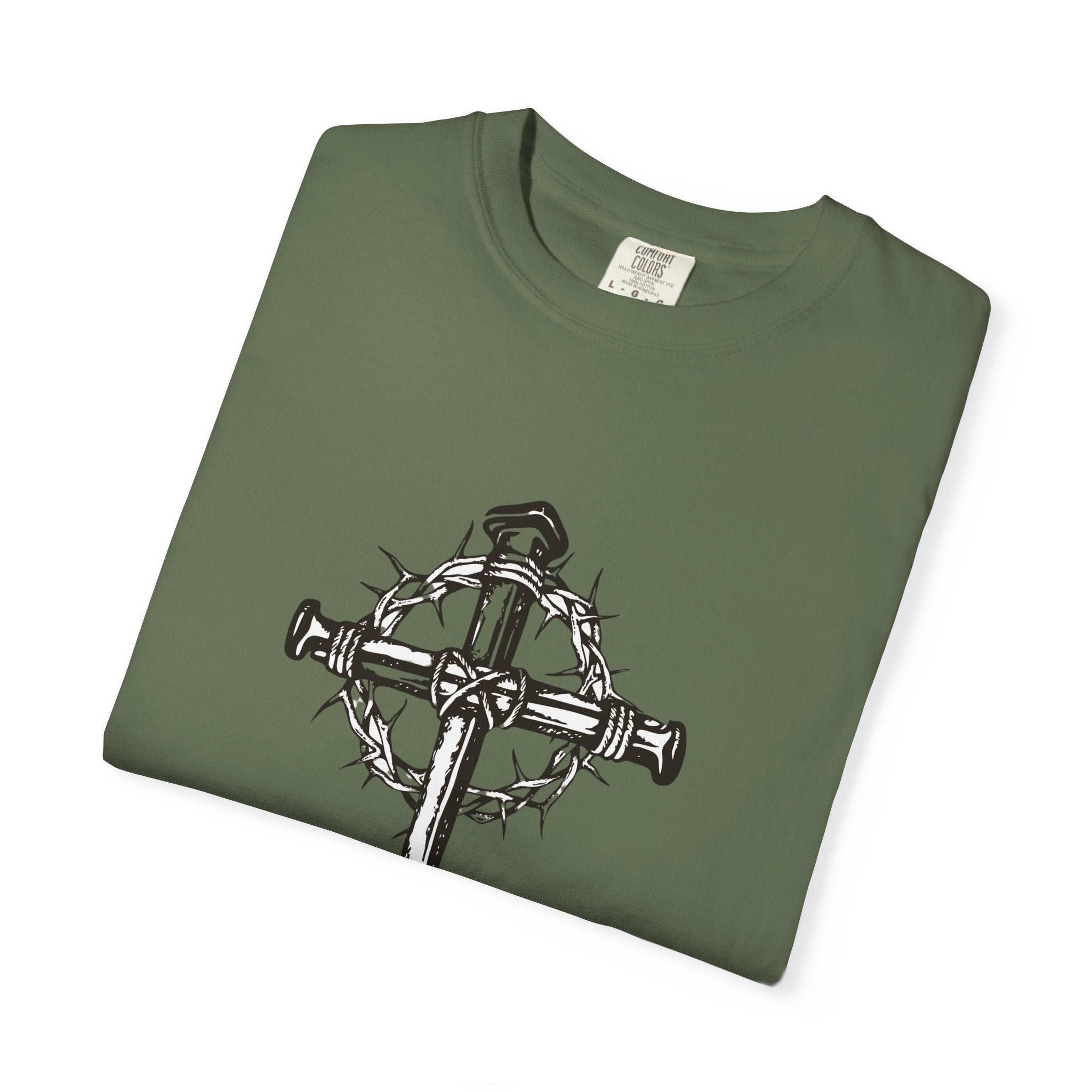 Nail Cross with Crown of Thorns T-shirt | Religious Gothic Faith Design