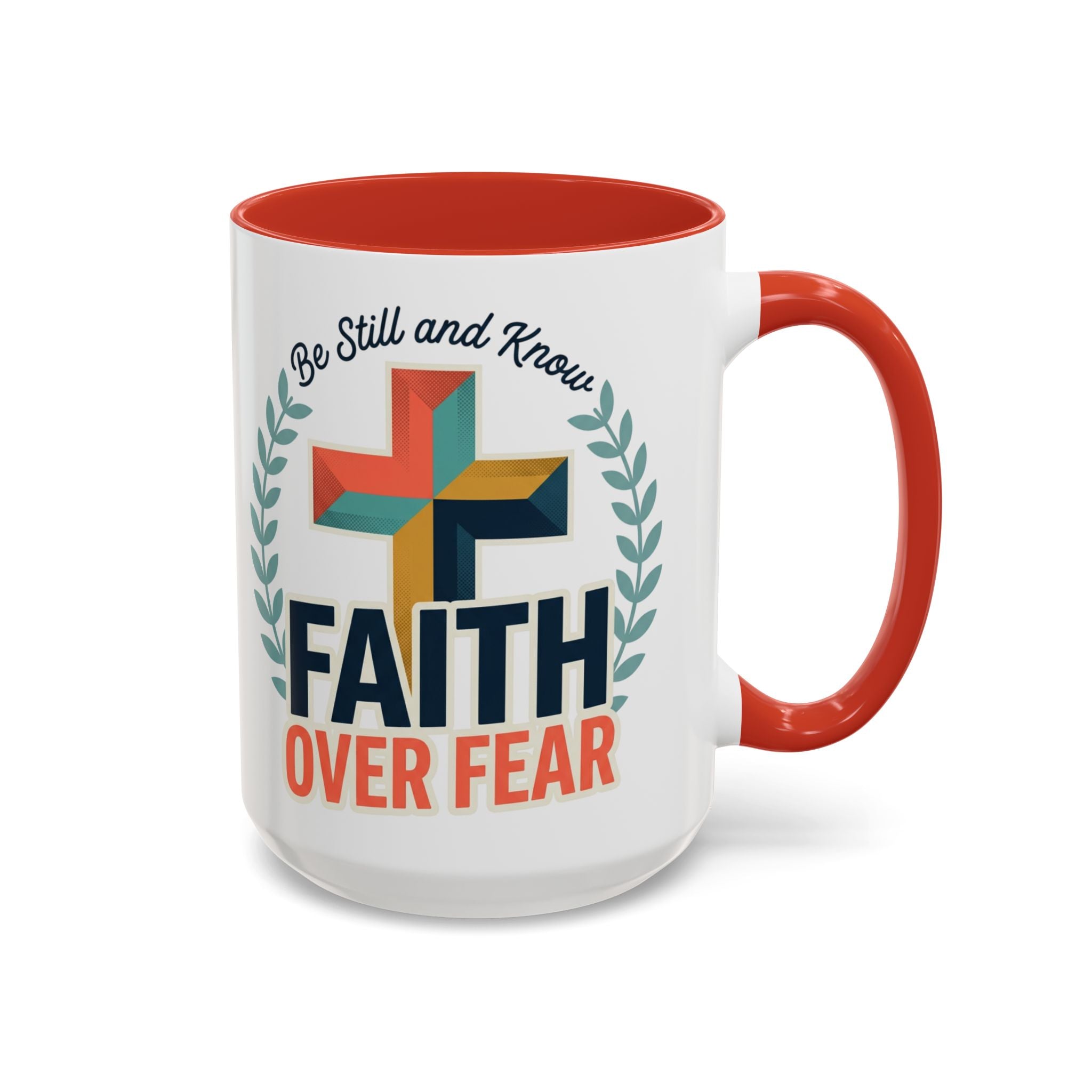 Faith Over Fear Accent Coffee Mug – Christian Inspirational 11/15oz