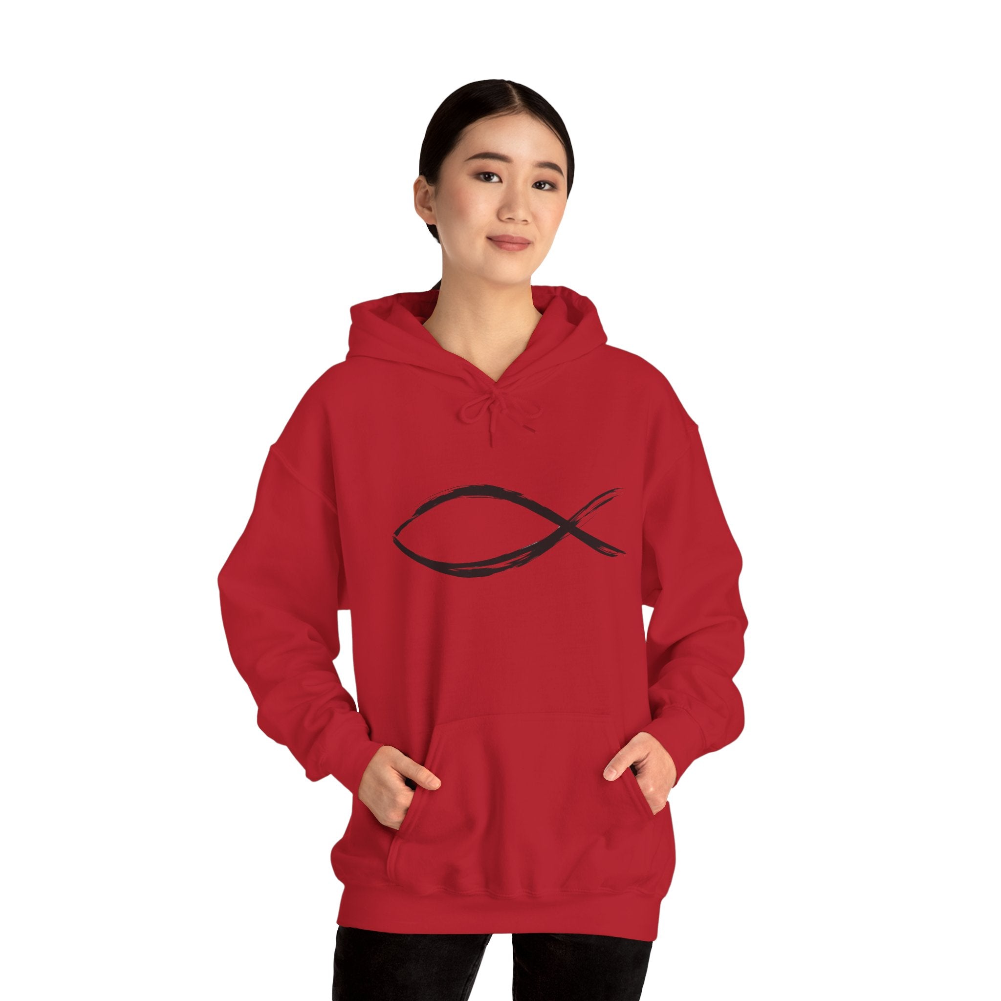 Christian Fish Symbal Heavy Blend™ Hooded Sweatshirt