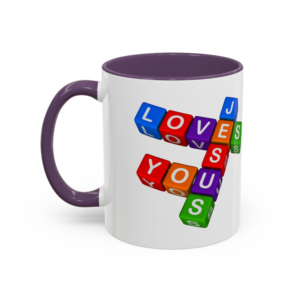 Colorful Letter Blocks 'Jesus Loves You' Mug | Accent Coffee Mug