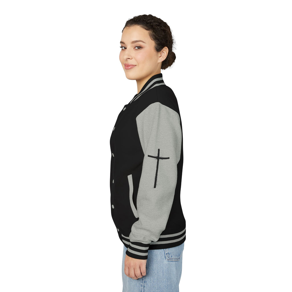 Cross Emblem Letterman Jacket | Red White Varsity