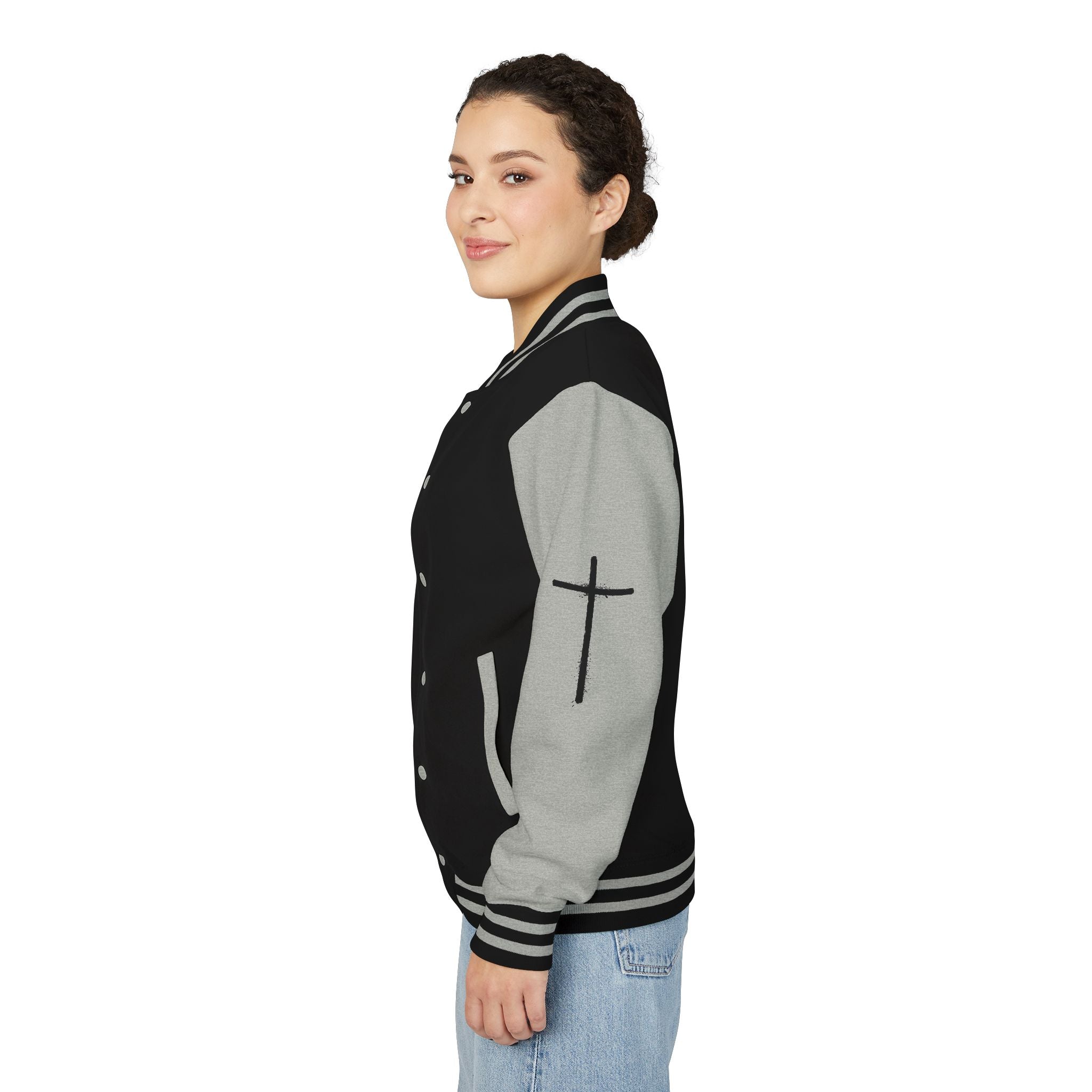 Cross Emblem Letterman Jacket | Red White Varsity