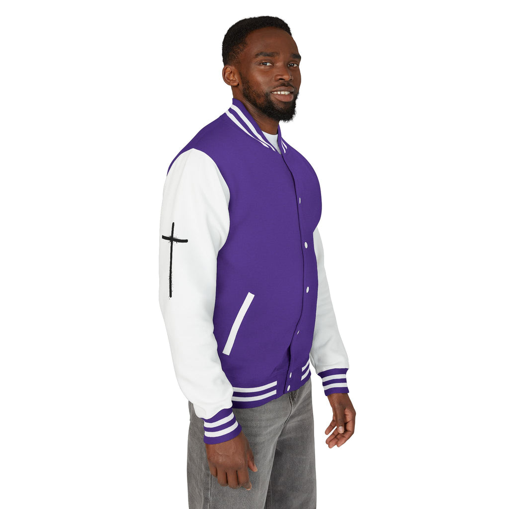 Cross Emblem Letterman Jacket | Red White Varsity