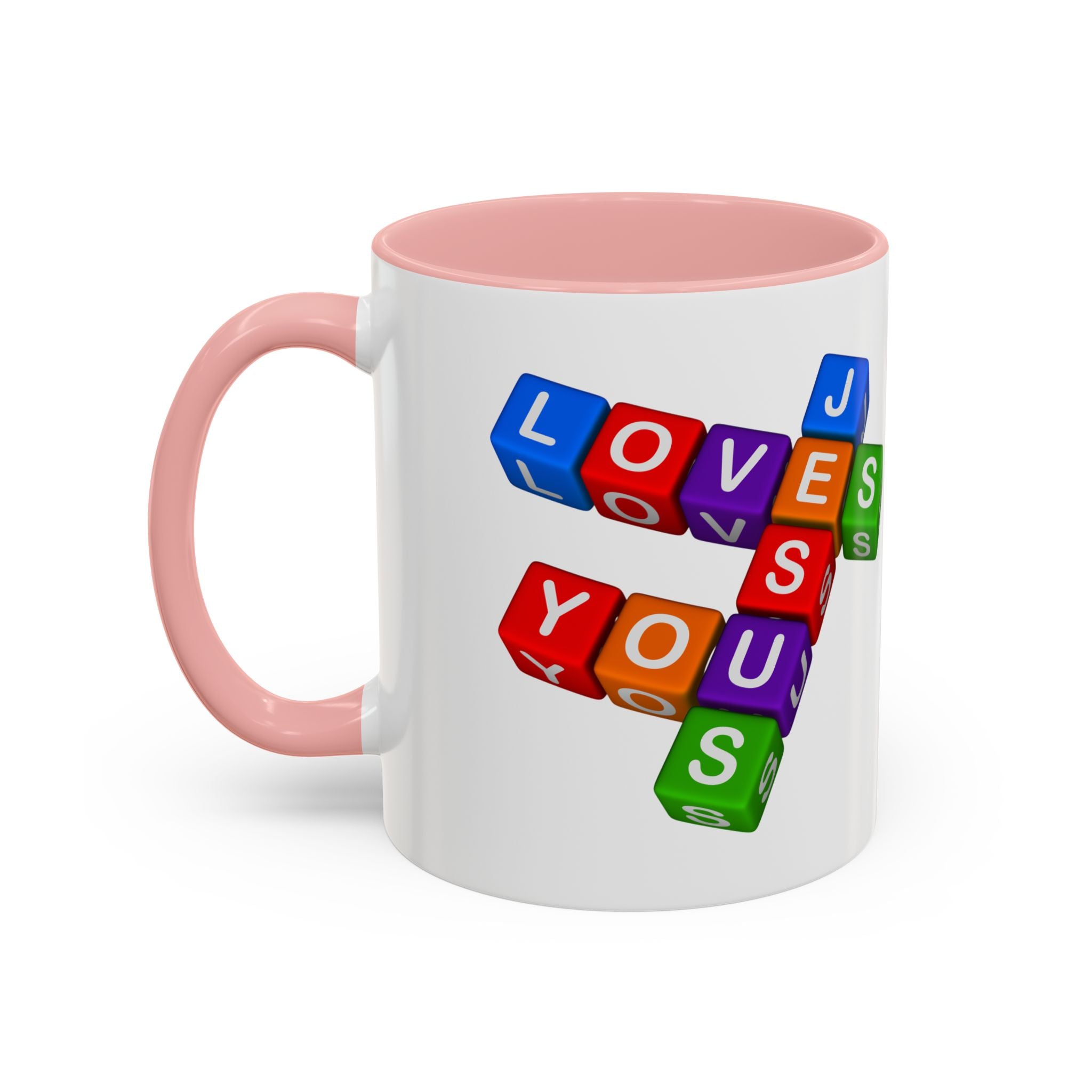 Colorful Letter Blocks 'Jesus Loves You' Mug | Accent Coffee Mug
