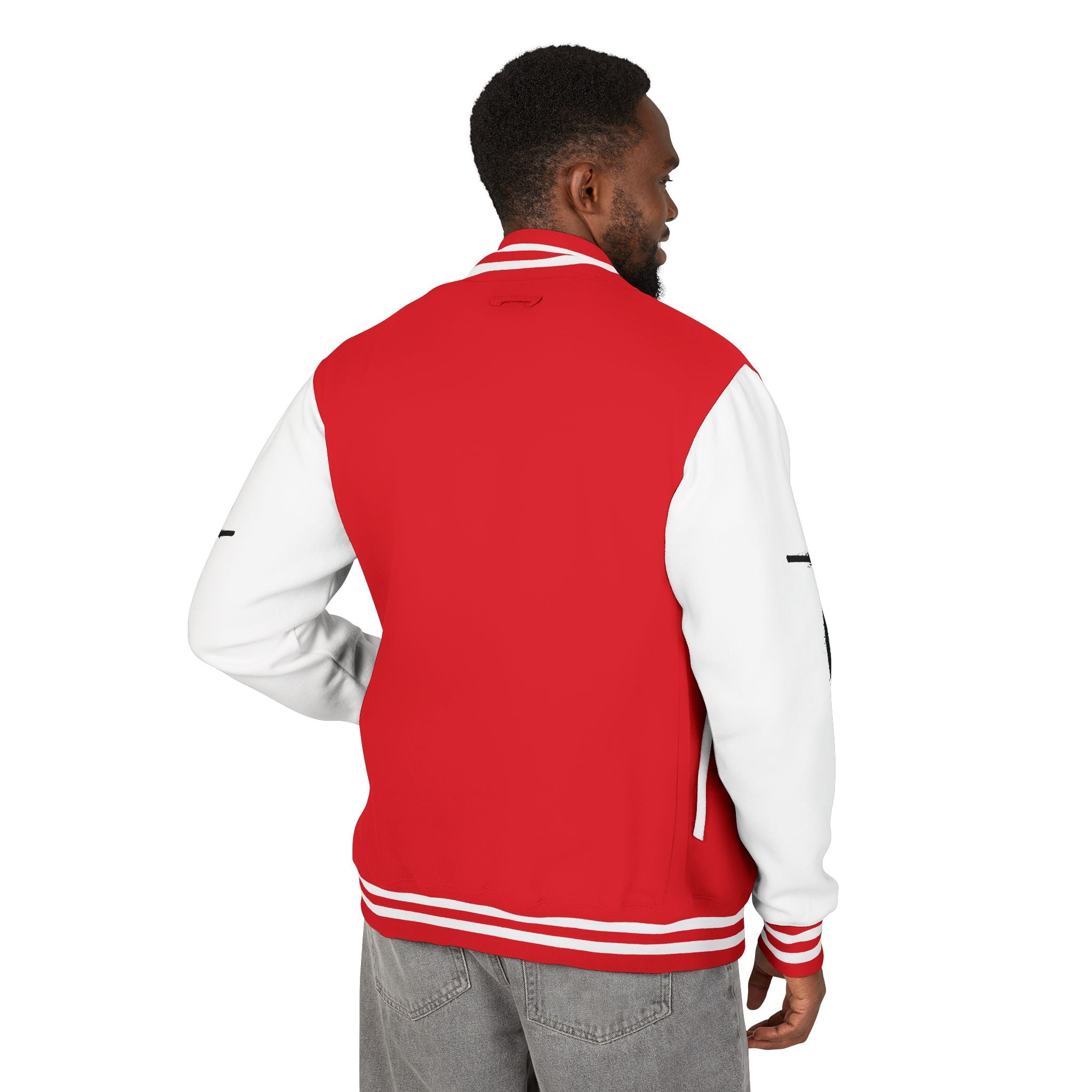 Cross Emblem Letterman Jacket | Red White Varsity