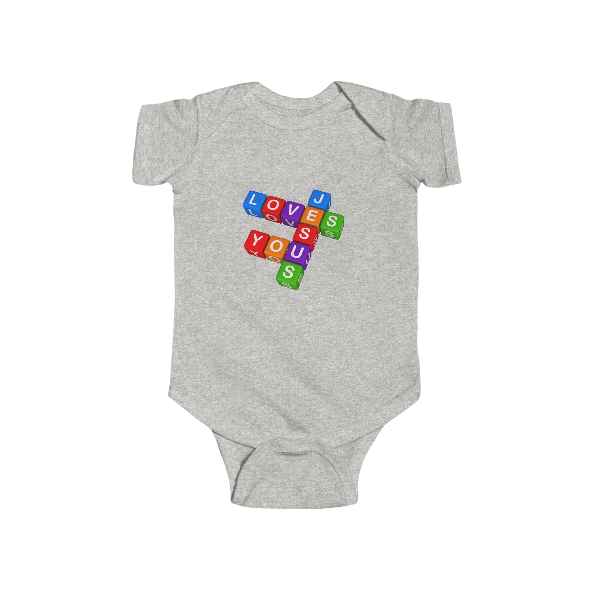 Blocks Crossword 'Jesus Loves You' Infant Bodysuit | Baby Onesie