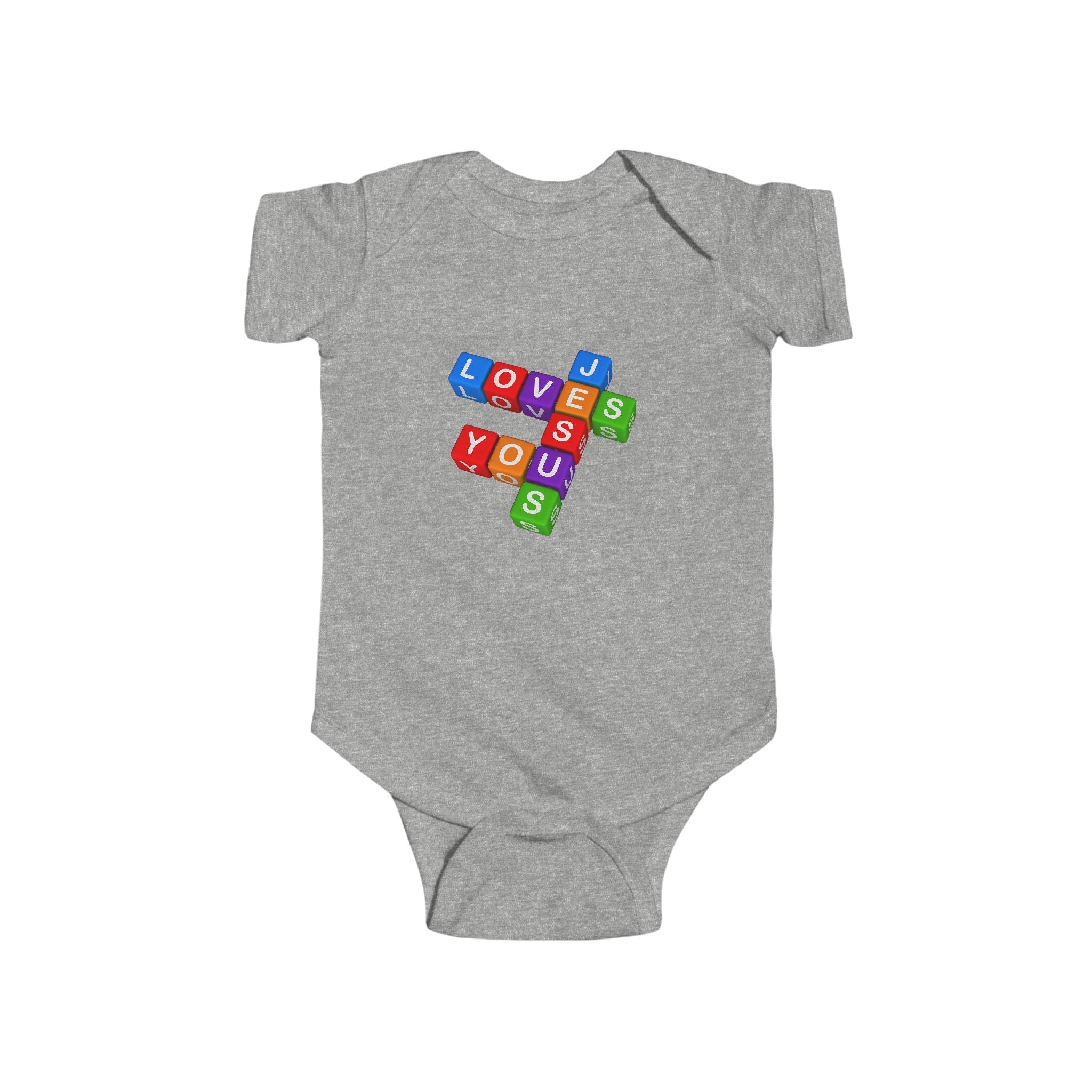 Blocks Crossword 'Jesus Loves You' Infant Bodysuit | Baby Onesie