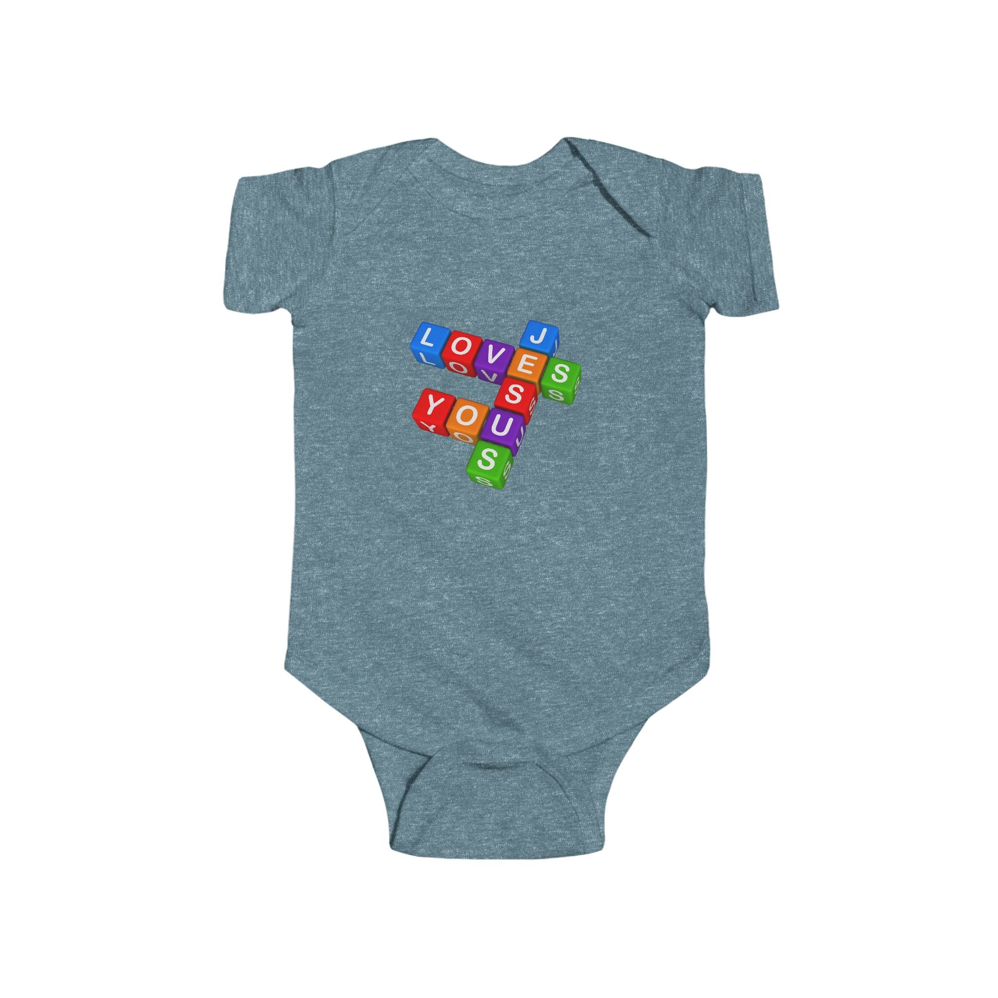 Blocks Crossword 'Jesus Loves You' Infant Bodysuit | Baby Onesie
