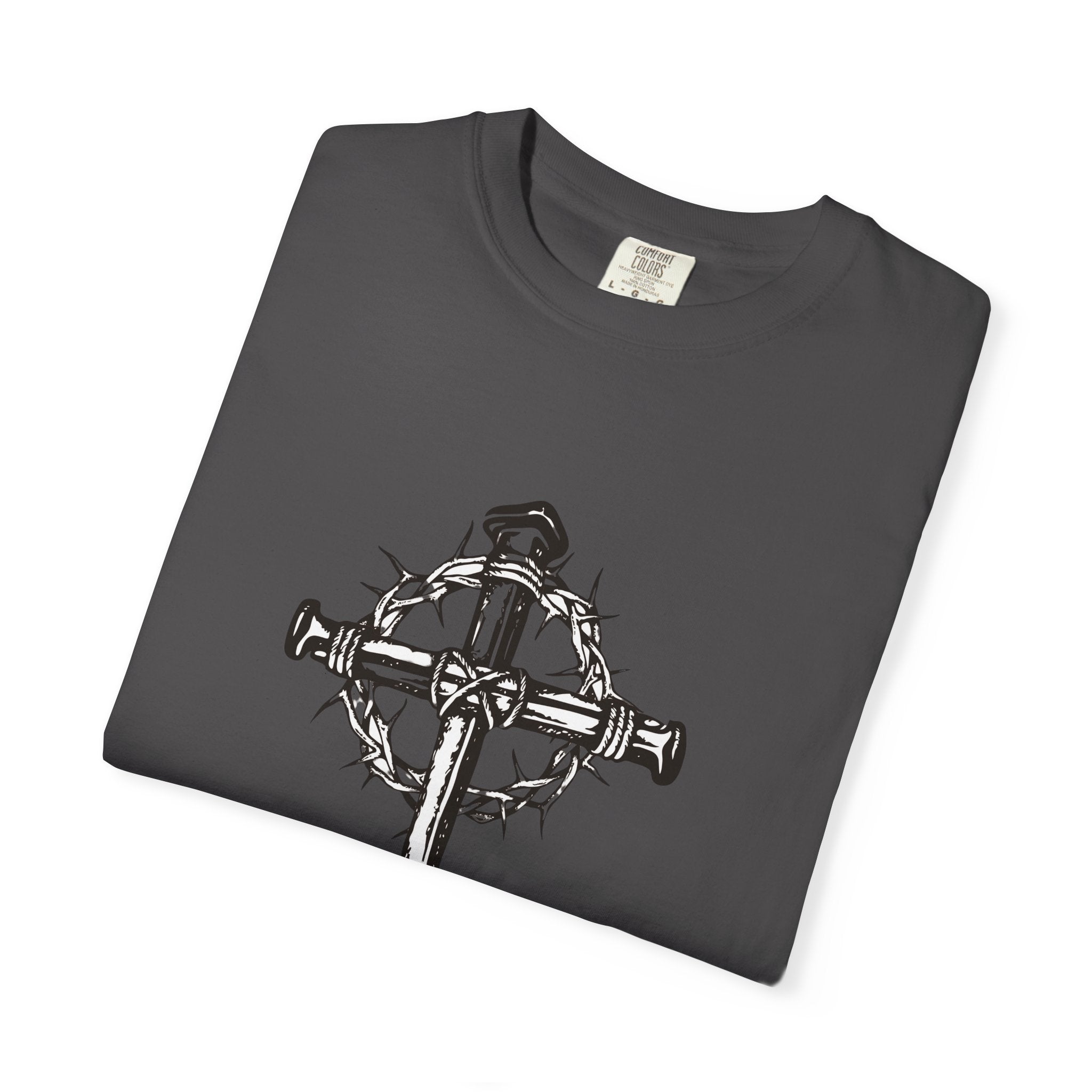Nail Cross with Crown of Thorns T-shirt | Religious Gothic Faith Design