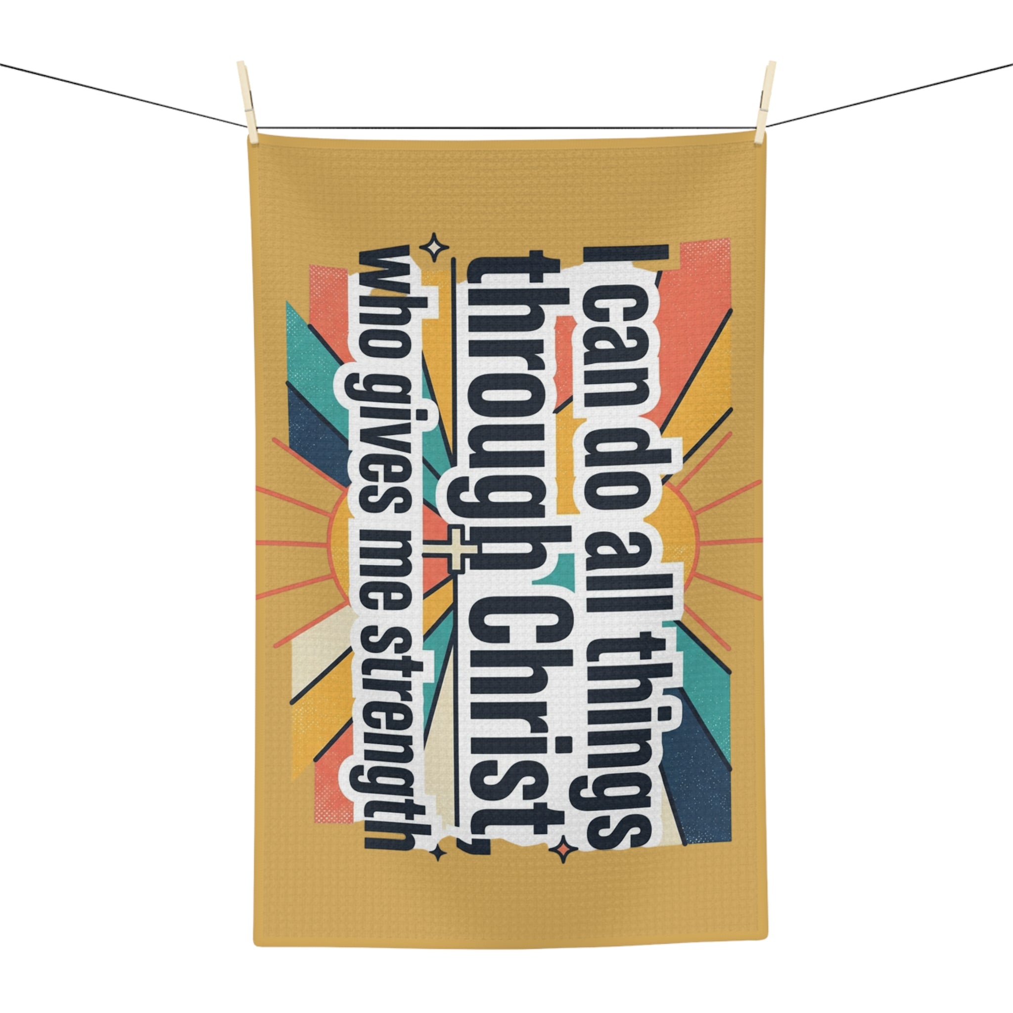 Tea Towel — "I can do all things" Kitchen Towel mustard