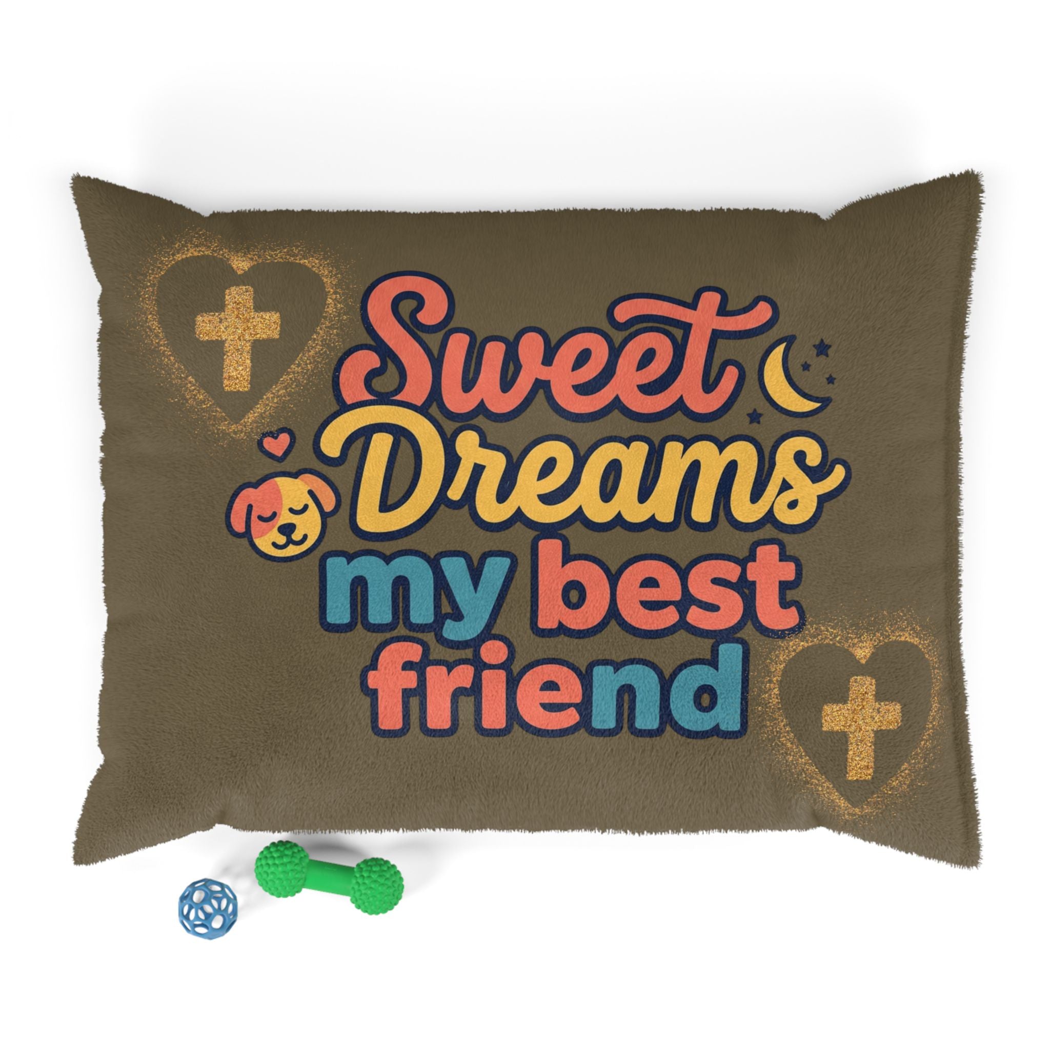 Pet Bed — "Sweet Dreams My Best Friend" Cozy Plush Dog & Cat Bed