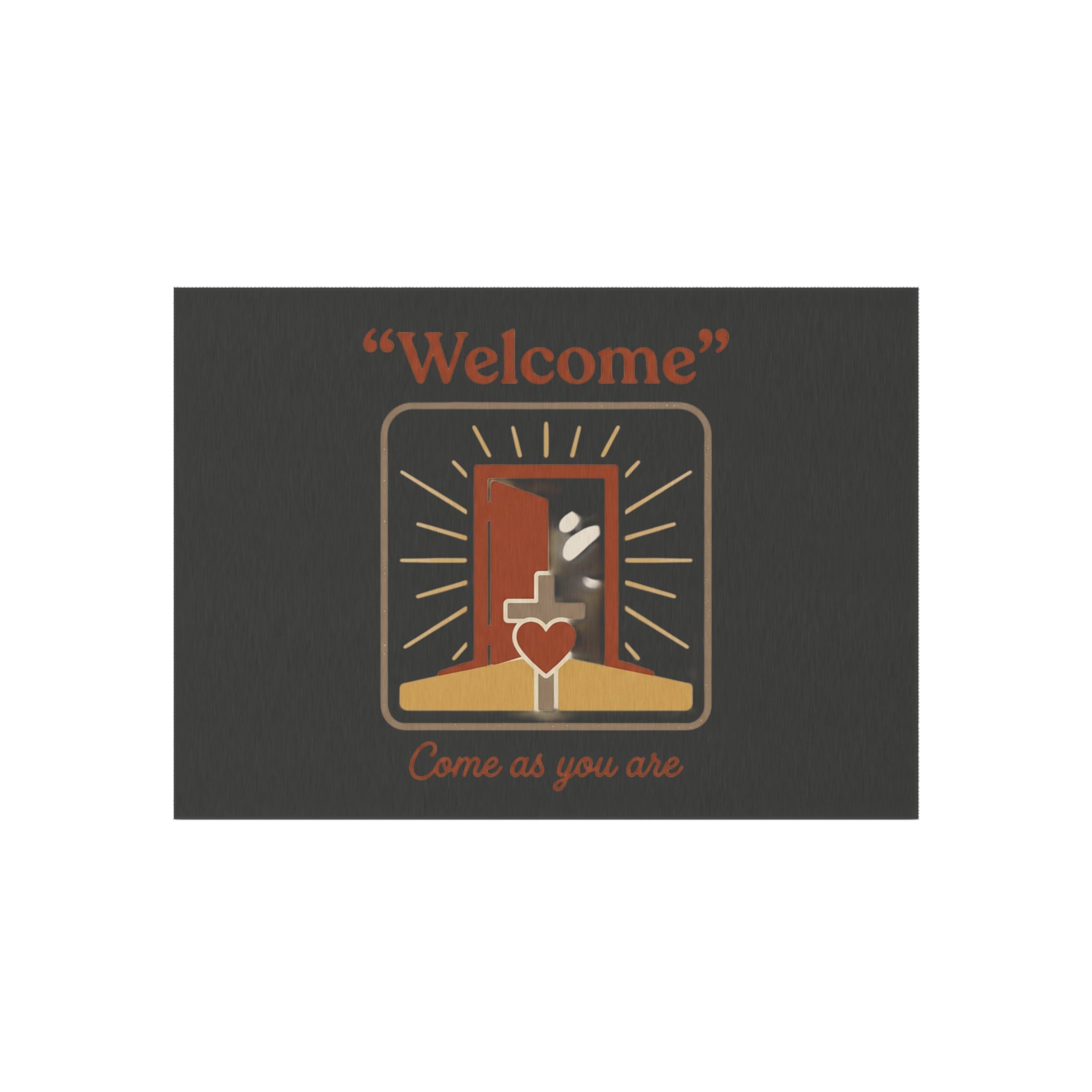 Welcome door with heart Outdoor Rug | Come As You Are doormat-style design