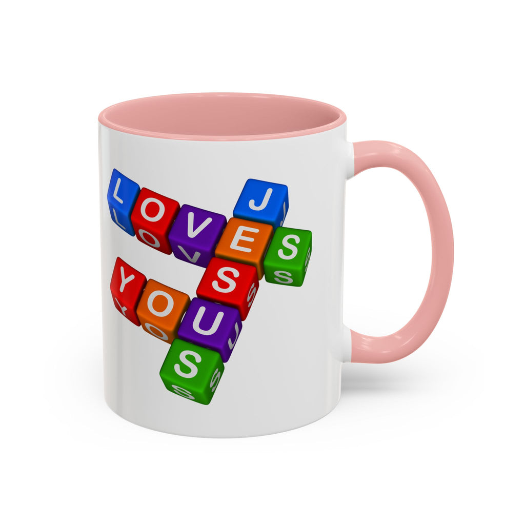 Colorful Letter Blocks 'Jesus Loves You' Mug | Accent Coffee Mug