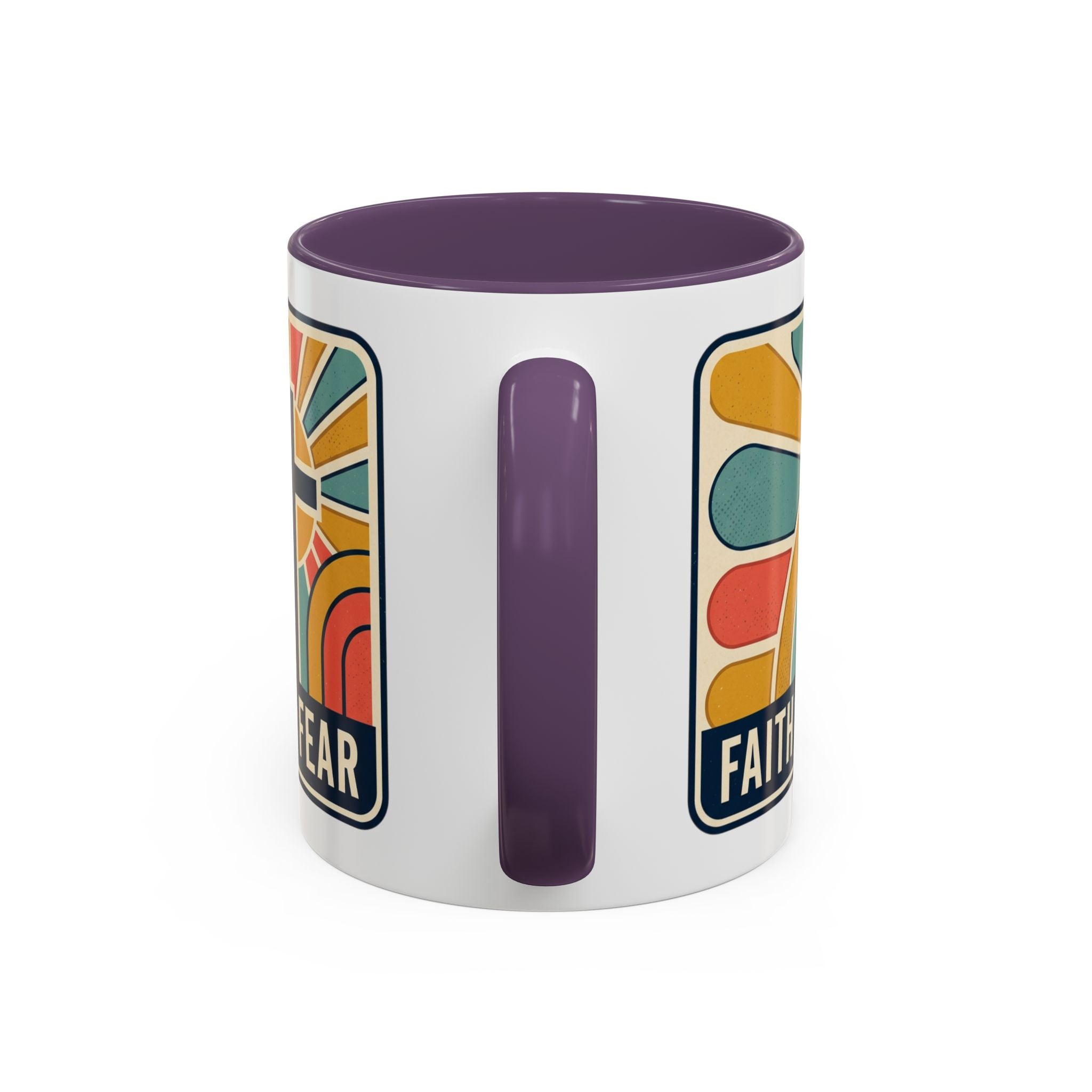 Faith over fear Retro Script Mug | Accent Coffee Mug