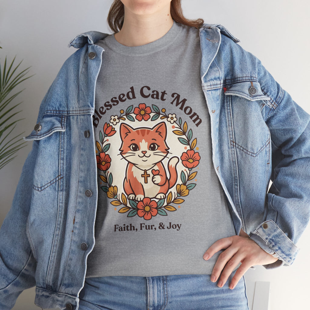 Blessed Cat Mom T-Shirt – Faith, Fur & Joy Floral Cat Mom Tee