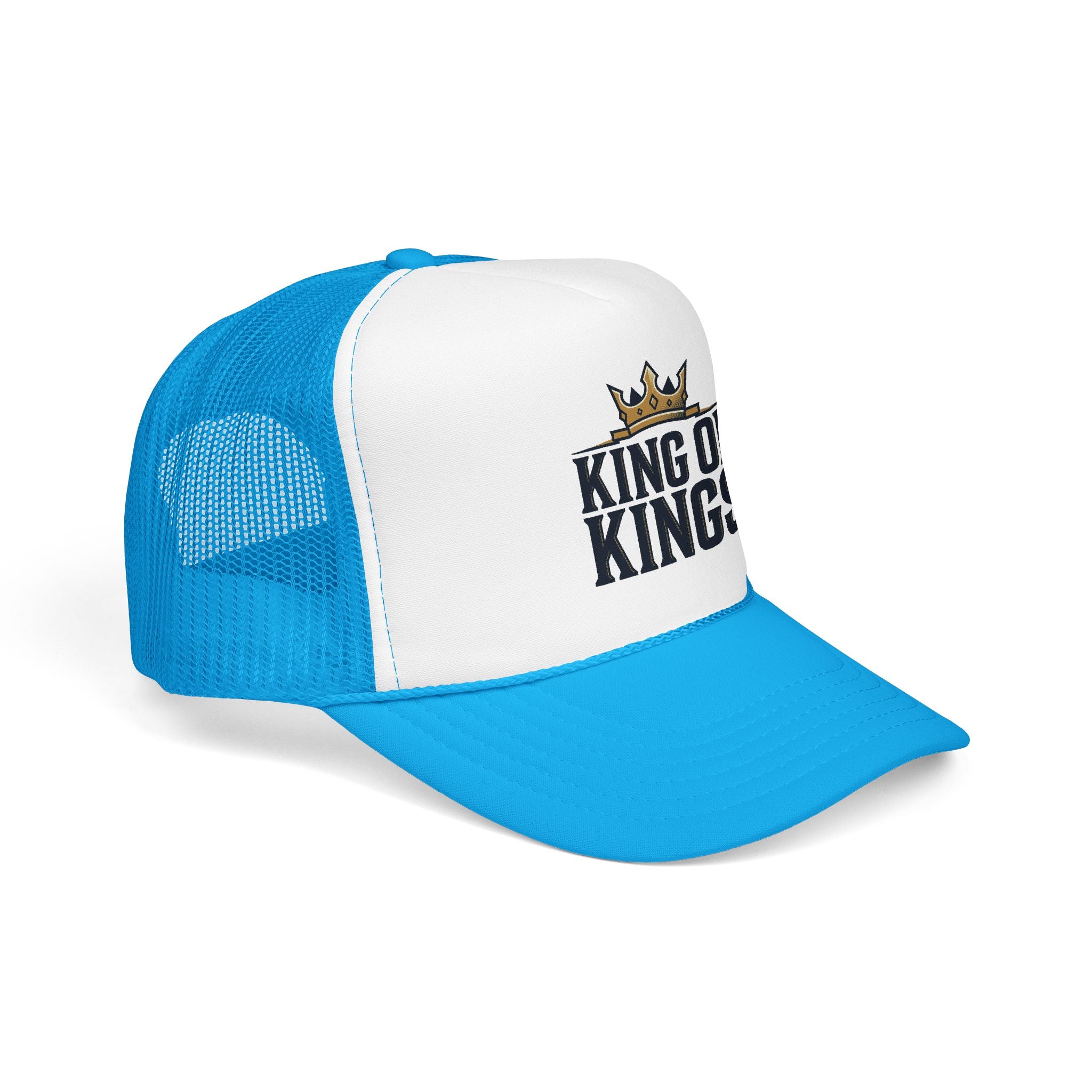 King of Kings Trucker Hat – Foam Mesh Baseball Cap with Gold Crown Design