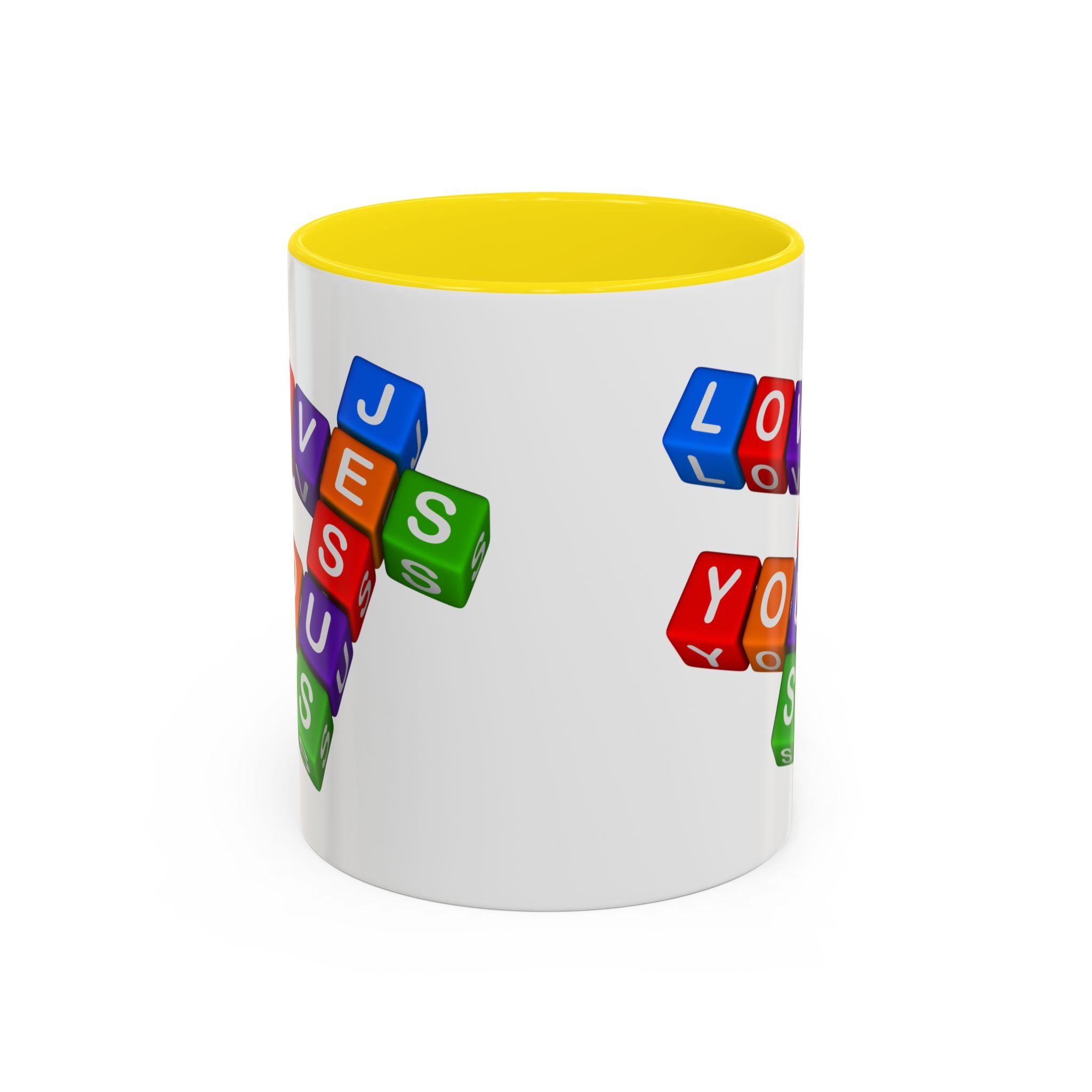 Colorful Letter Blocks 'Jesus Loves You' Mug | Accent Coffee Mug