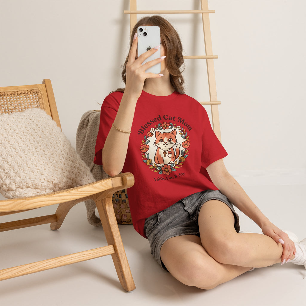 Blessed Cat Mom T-Shirt – Faith, Fur & Joy Floral Cat Mom Tee