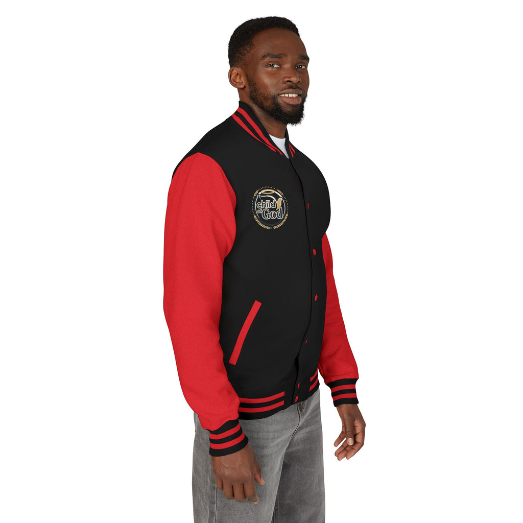 Child of God Emblem Letterman Jacket | Red White Varsity