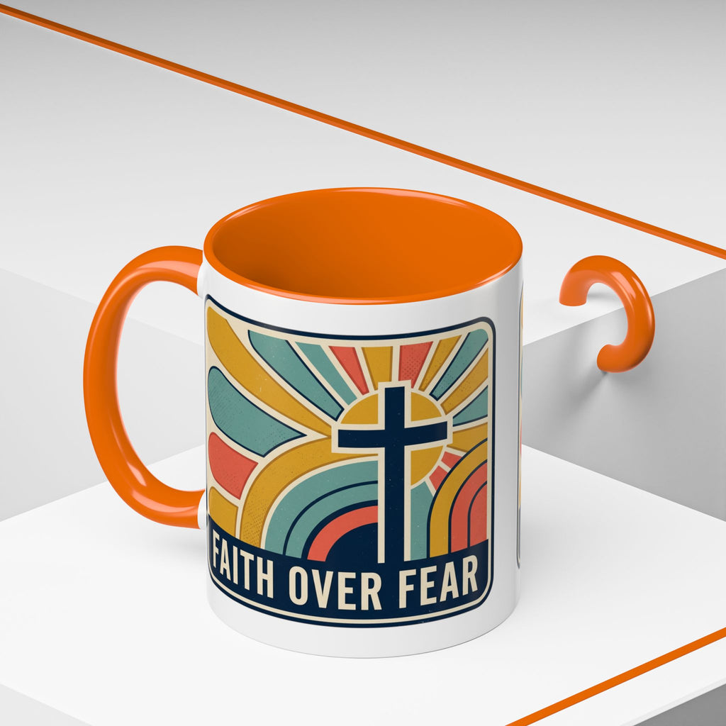 Faith over fear Retro Script Mug | Accent Coffee Mug