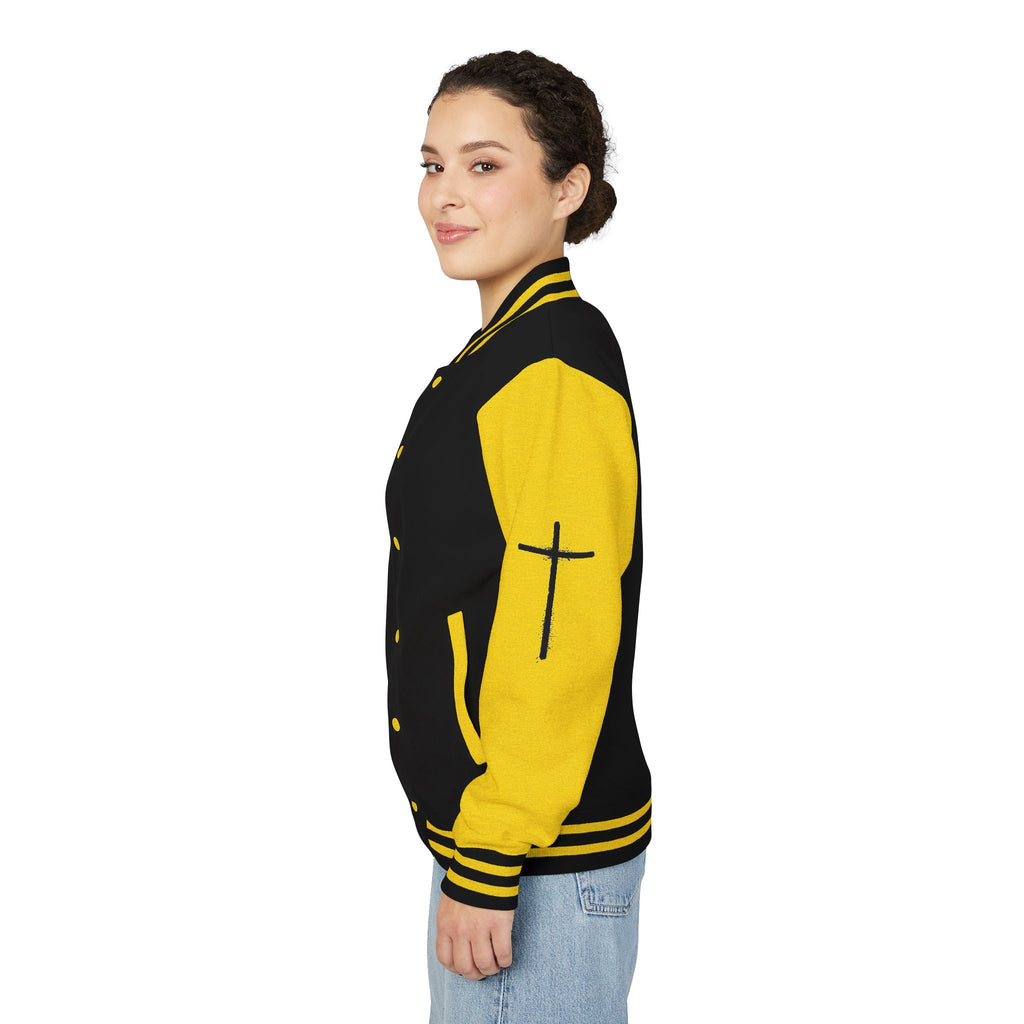 Cross Emblem Letterman Jacket | Red White Varsity