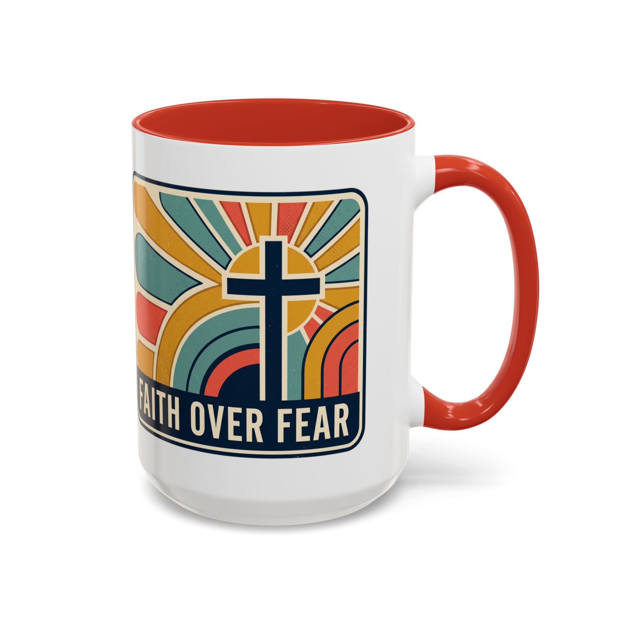 Faith over fear Retro Script Mug | Accent Coffee Mug