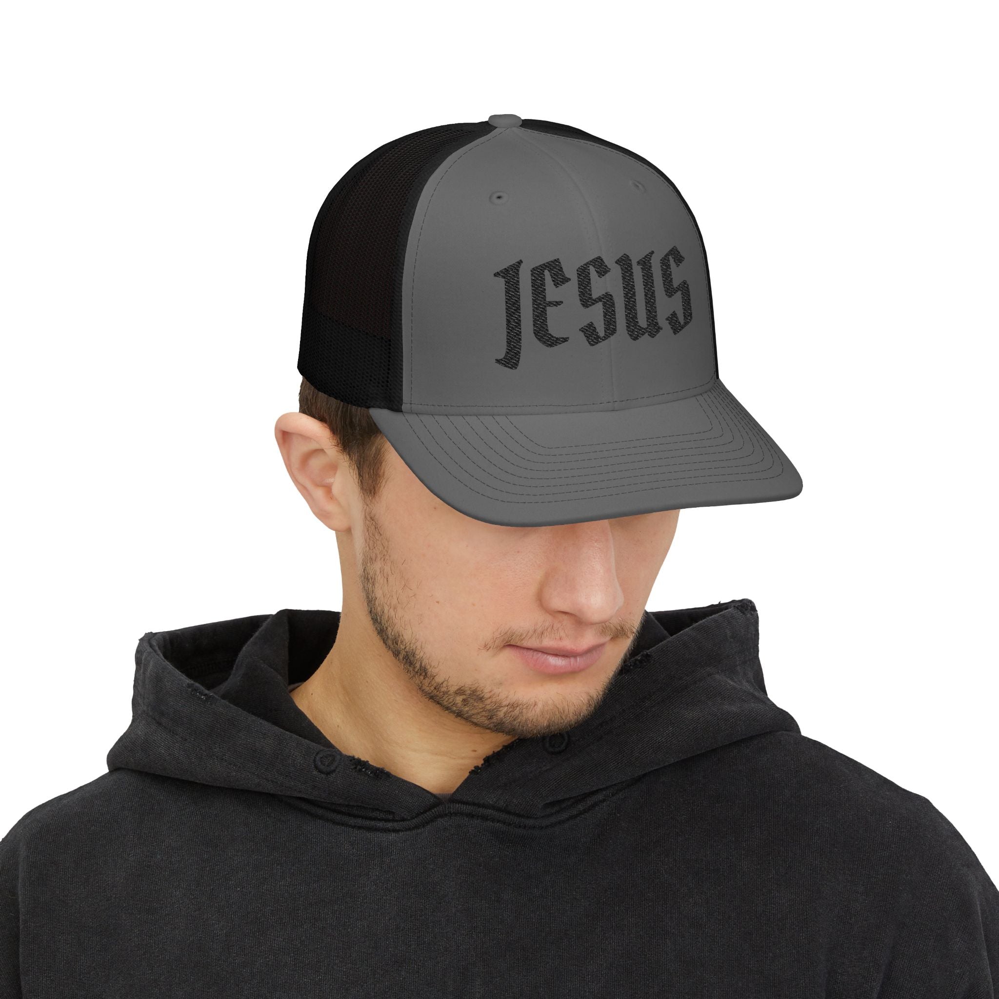 Jesus Embroidered Trucker Cap — Inspirational Snapback Hat