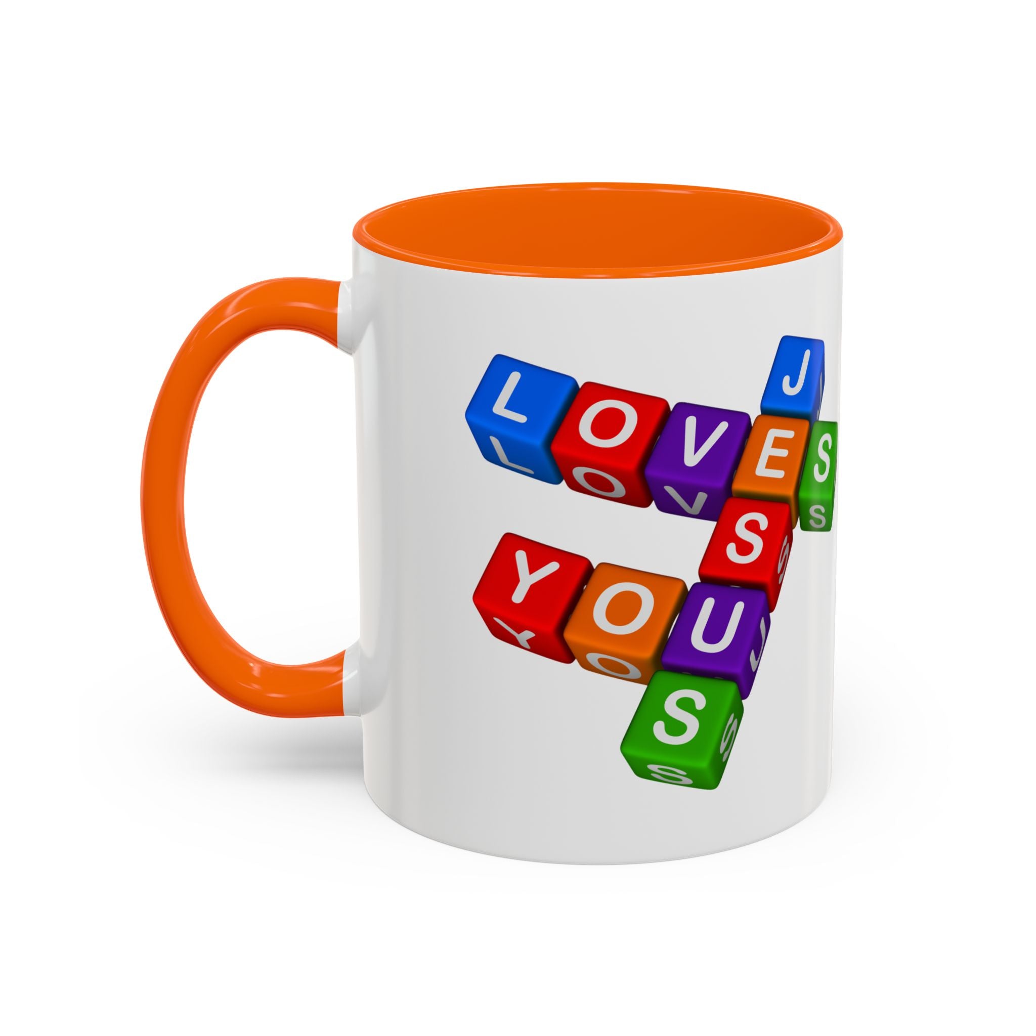 Colorful Letter Blocks 'Jesus Loves You' Mug | Accent Coffee Mug